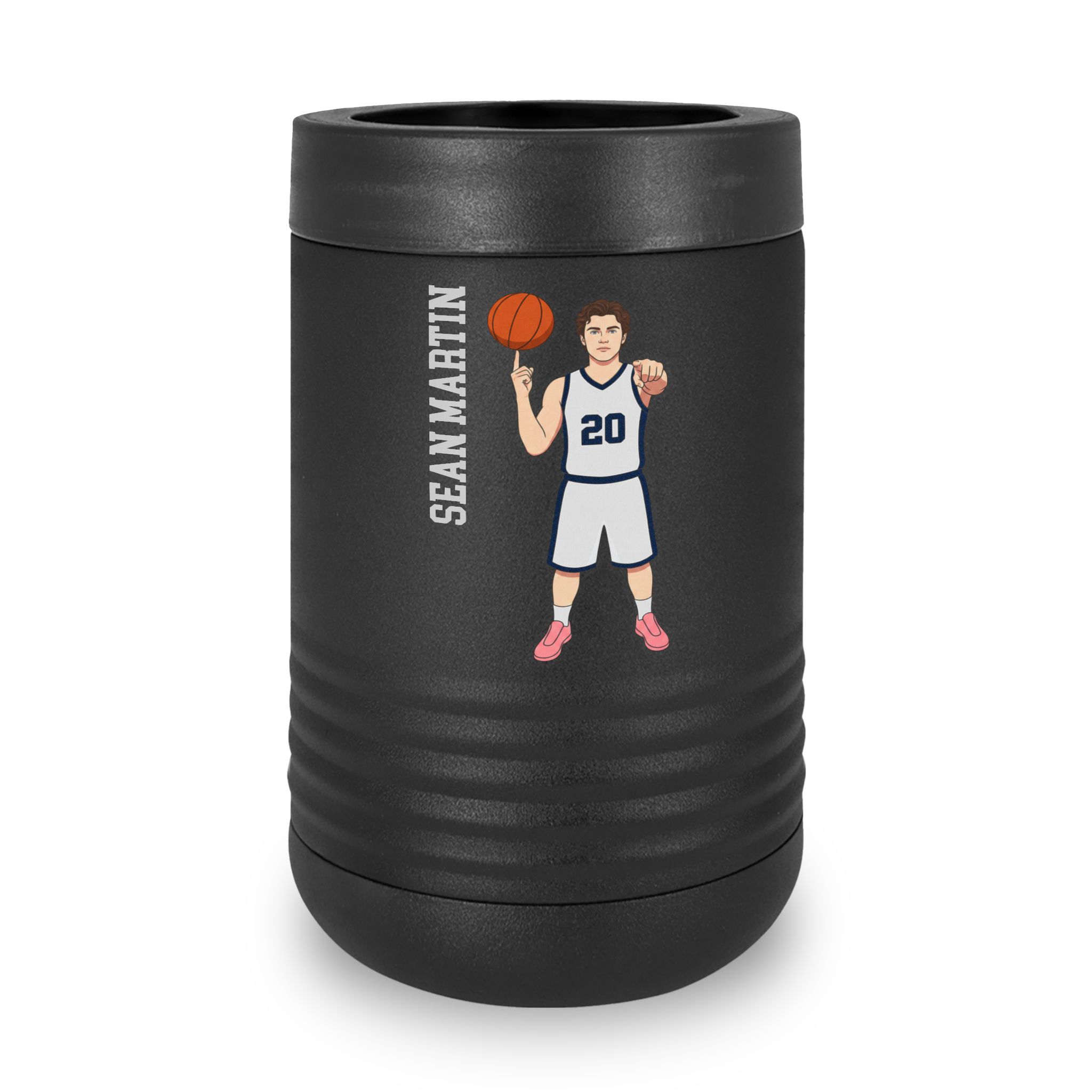 Stainless Can Cooler — character_name_vertical in Black