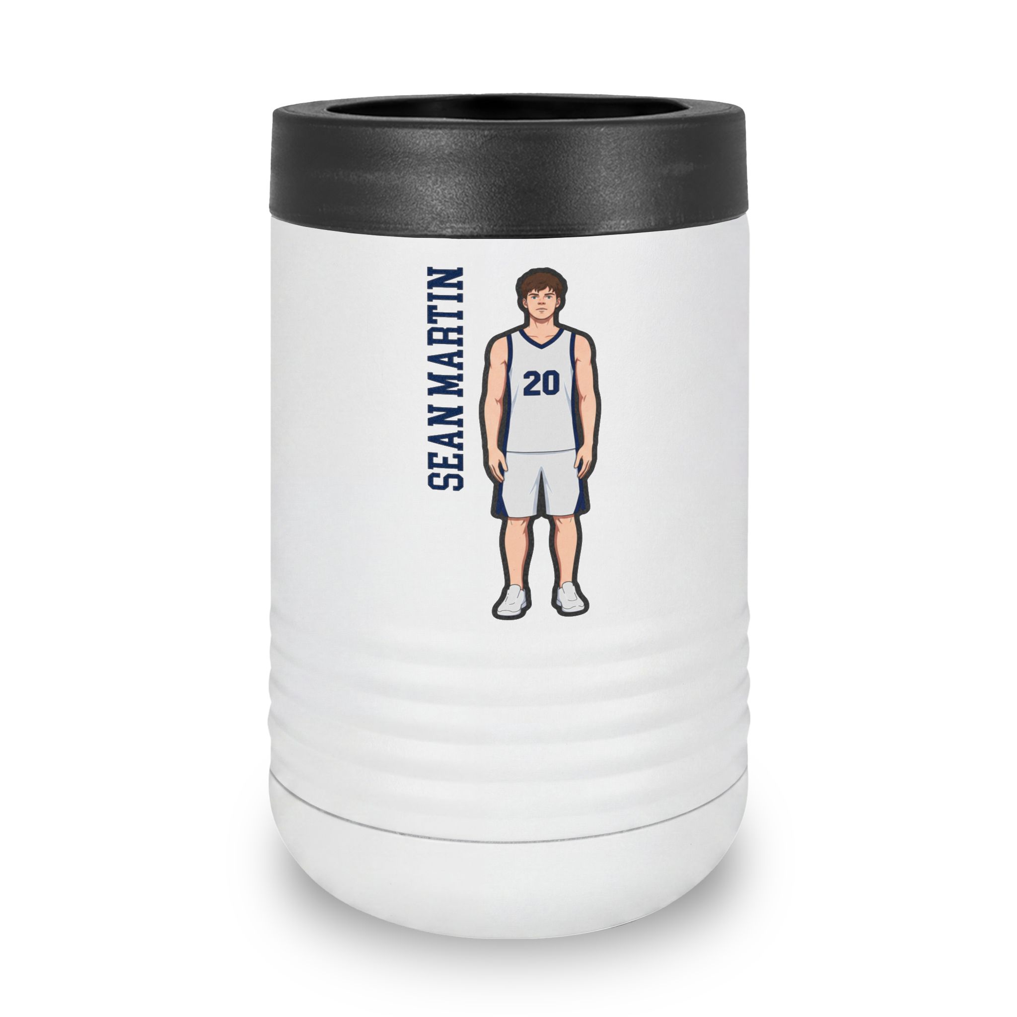 Stainless Can Cooler — character_name_vertical in White