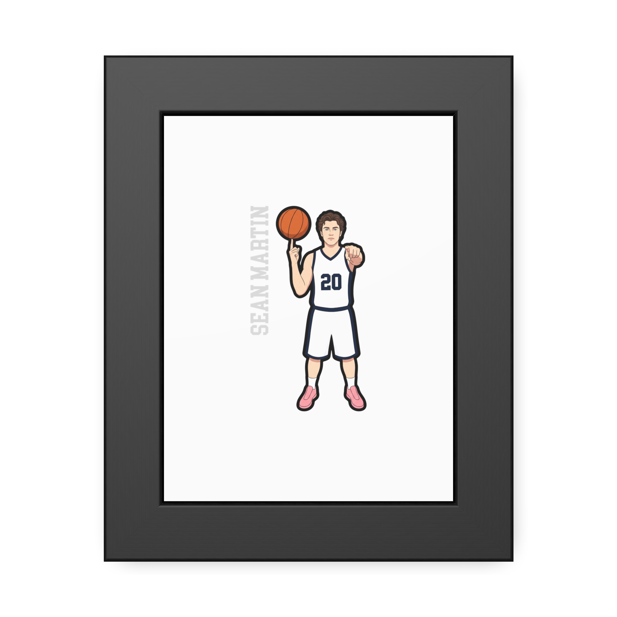 Framed Poster — character_name_vertical in Black