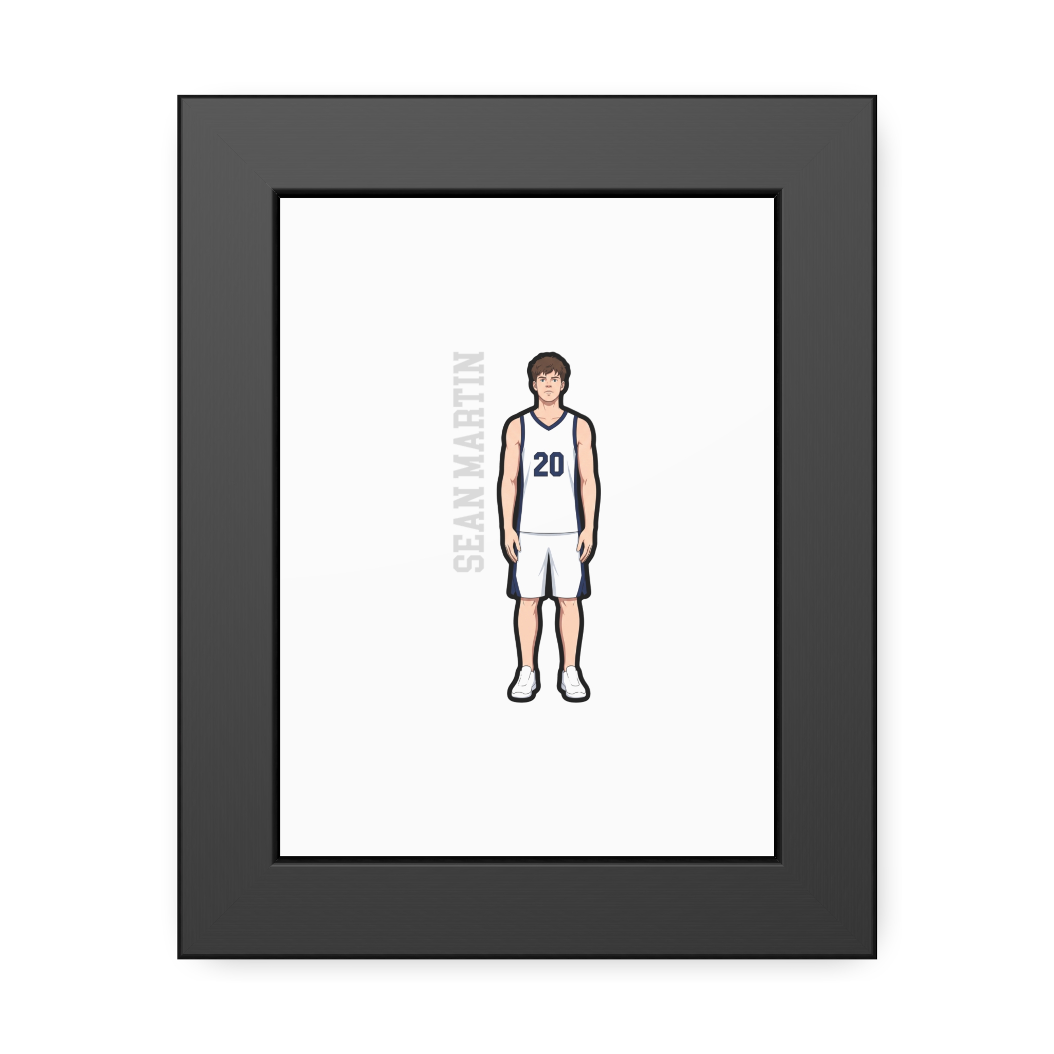 Framed Poster — character_name_vertical in Black
