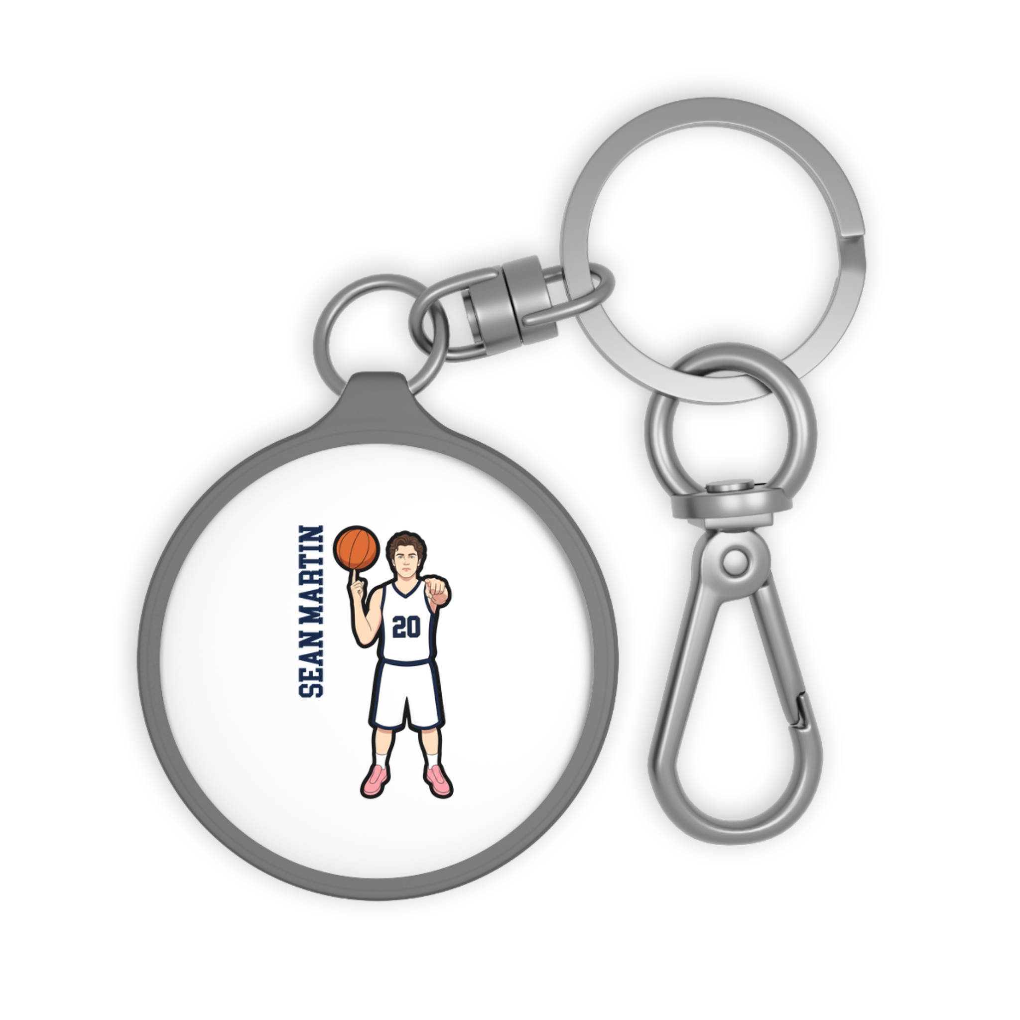 Keychain — character_name_vertical in Grey