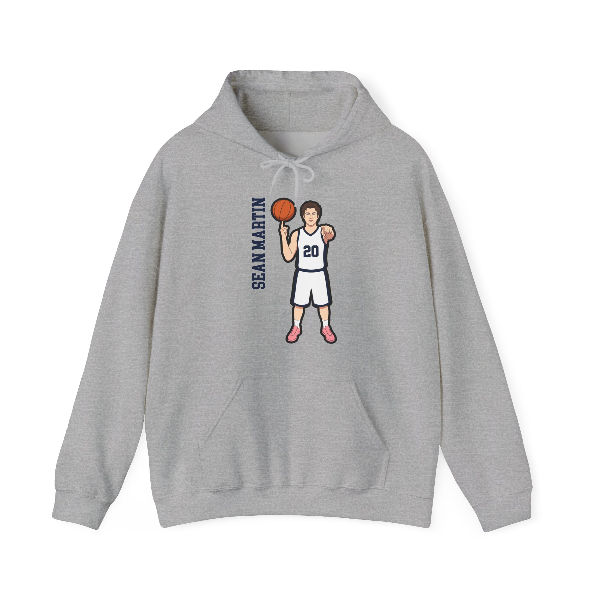 Hoodie — character_name_vertical in Grey