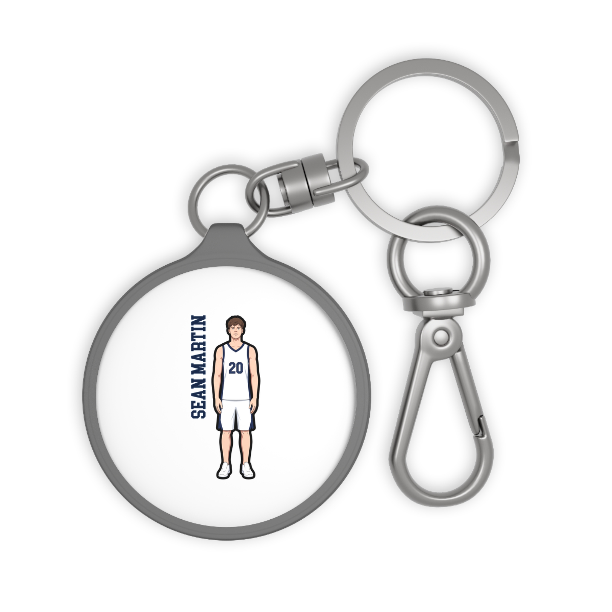 Keychain — character_name_vertical in Grey