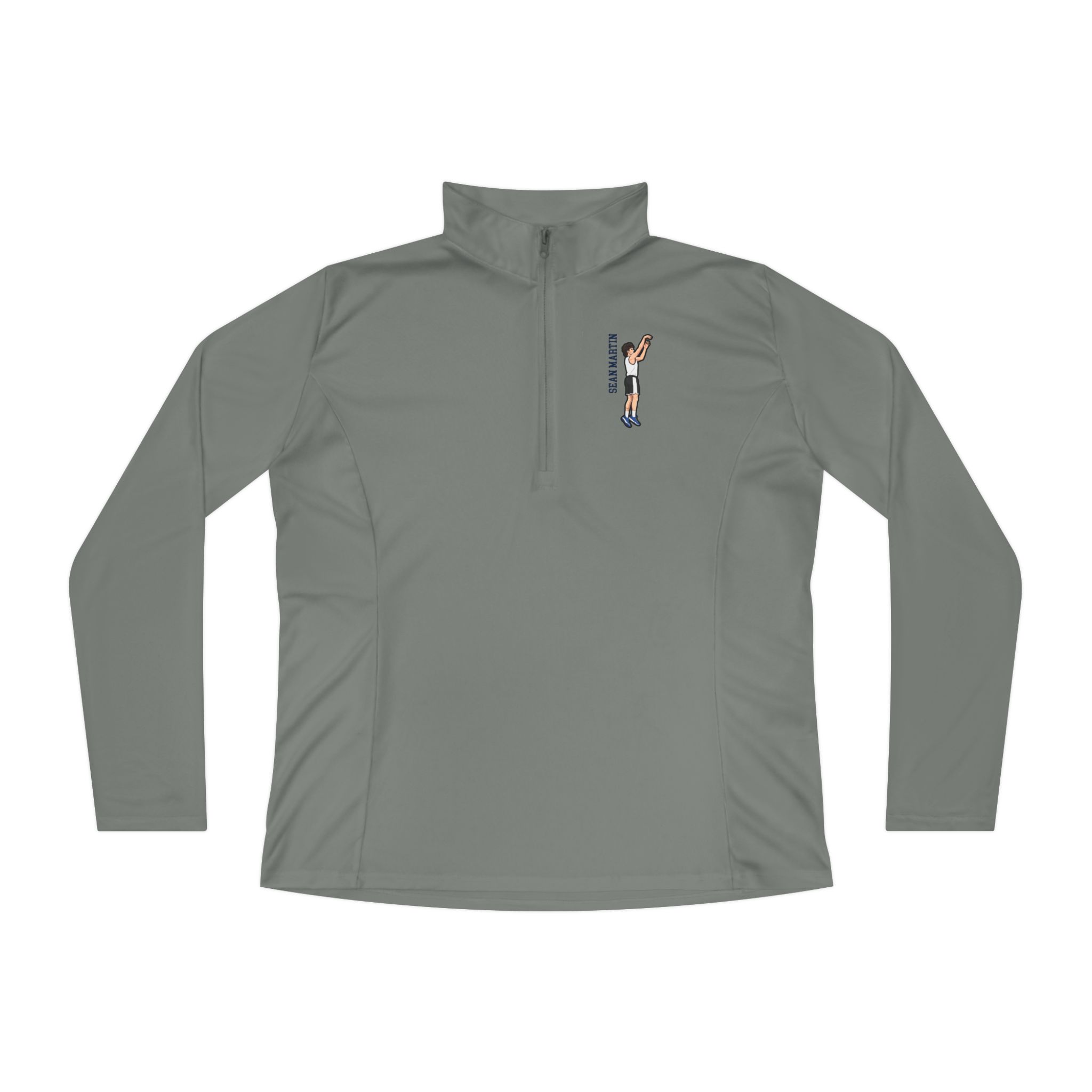 Women's Q-Zip Pullover — character_name_vertical in Grey