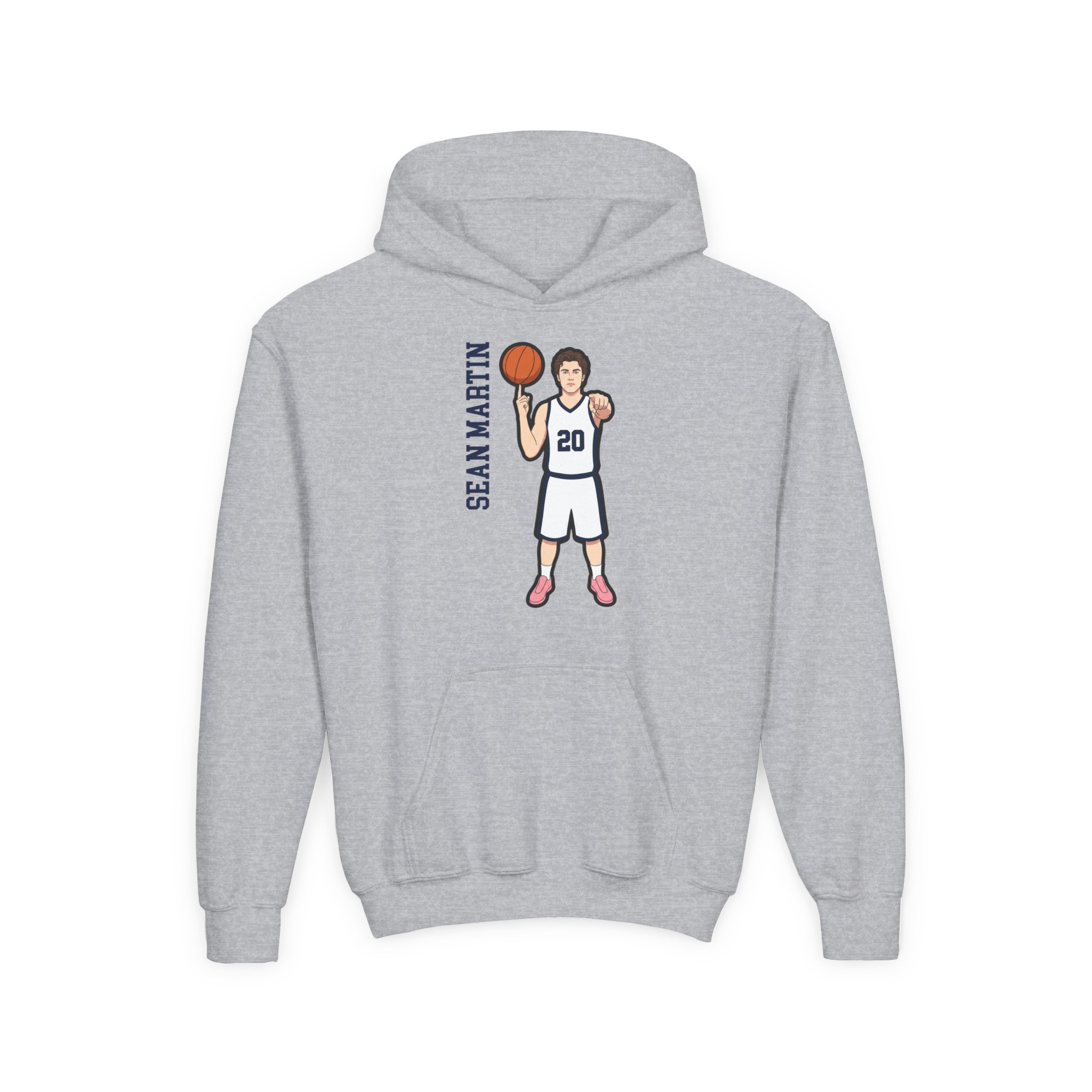 Youth Hoodie — character_name_vertical in Grey