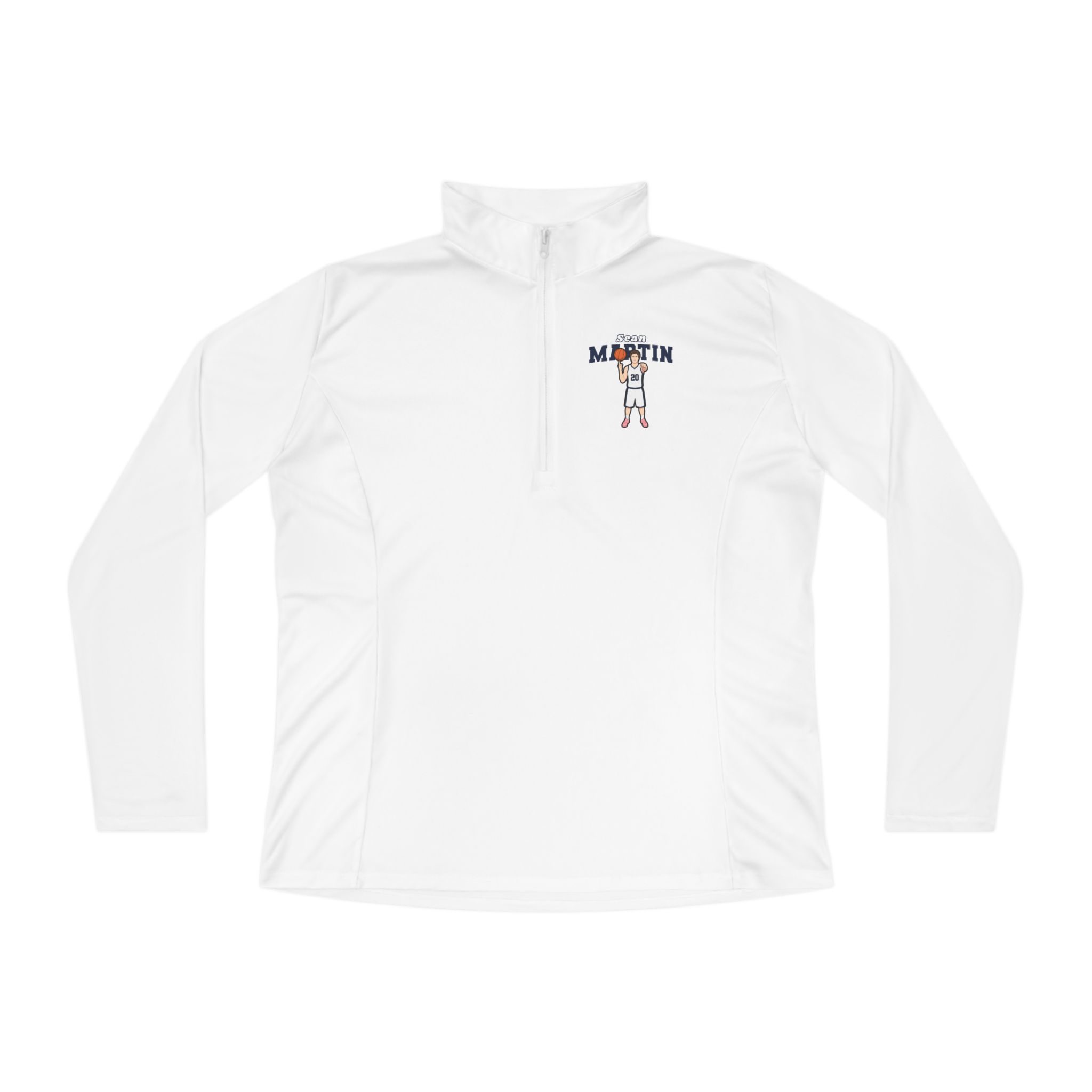 Women's Q-Zip Pullover — character_name_arch in White