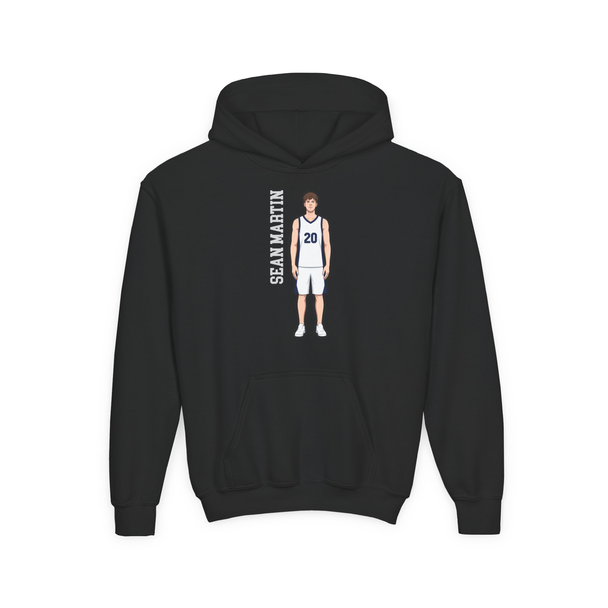Youth Hoodie — character_name_vertical in Black