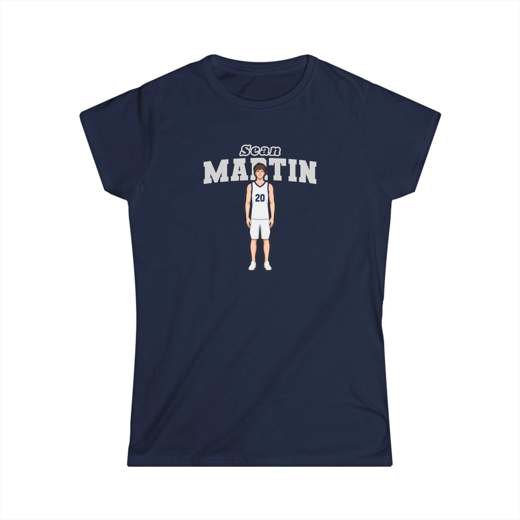Women's Softstyle Tee — character_name_arch in Navy