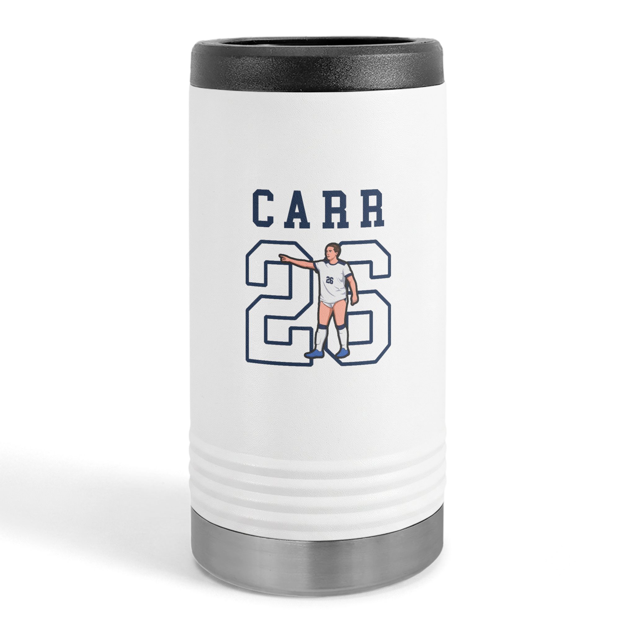 Slim Stainless Can Cooler — character_shirsey in White