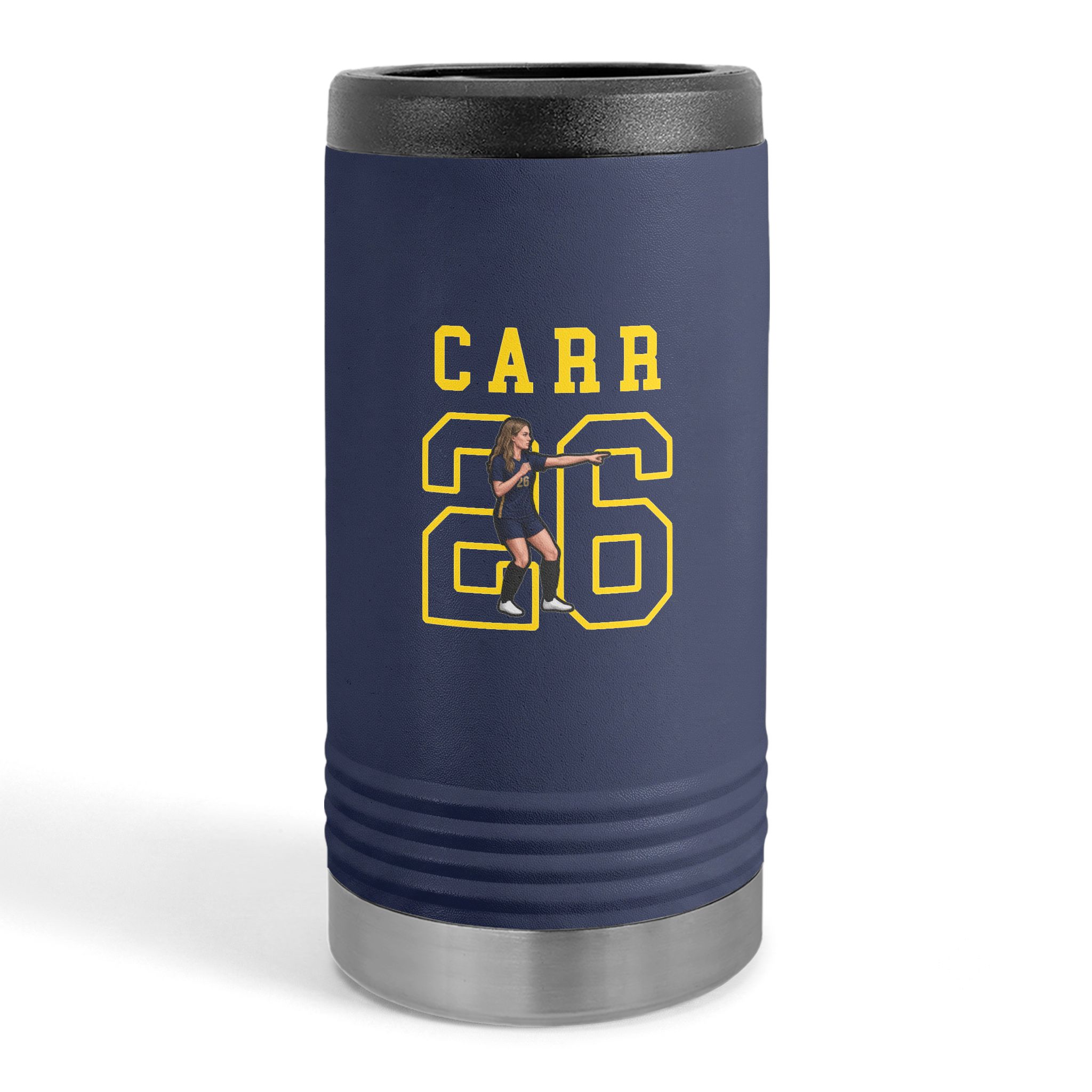 Slim Stainless Can Cooler — character_shirsey in Navy
