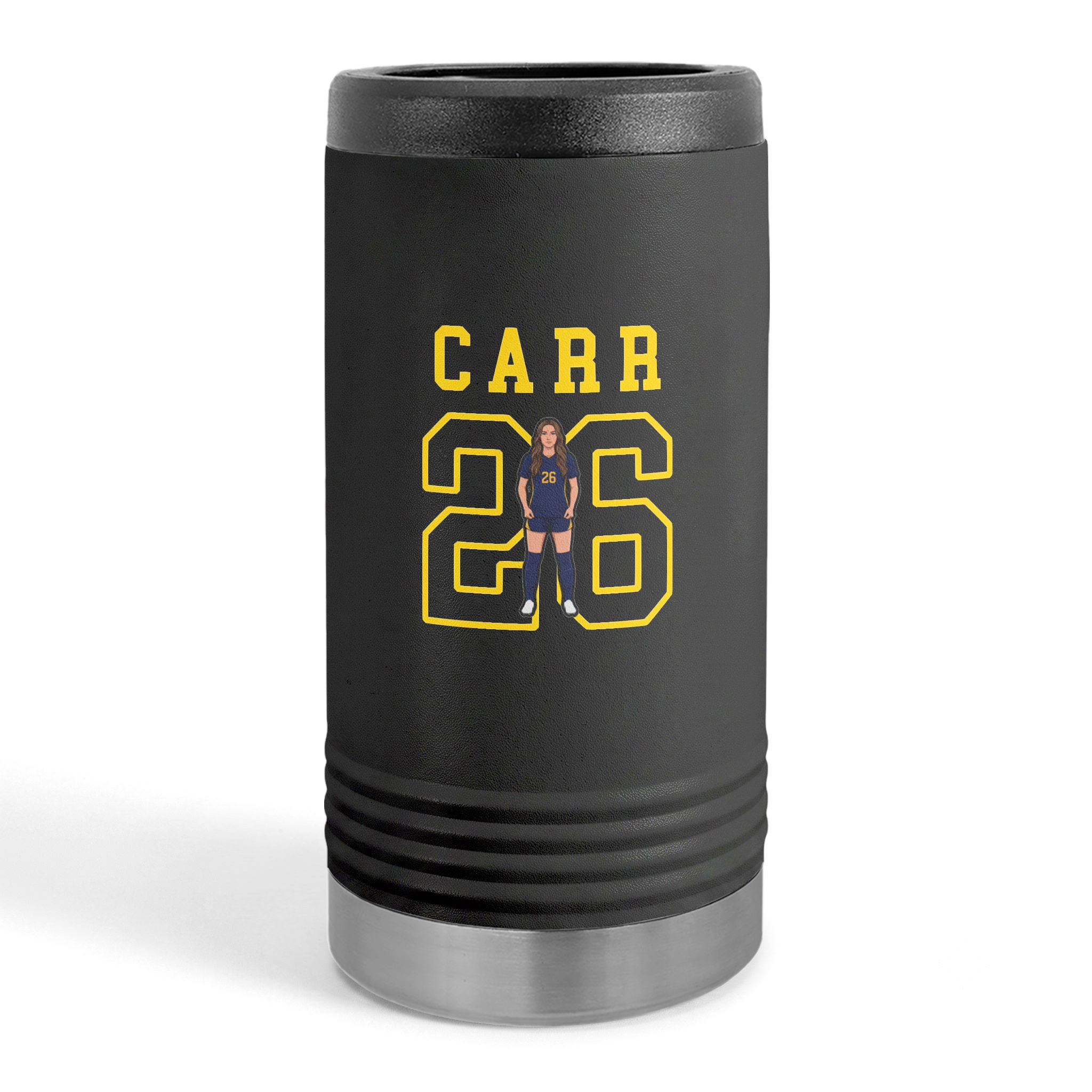 Slim Stainless Can Cooler — character_shirsey in Black