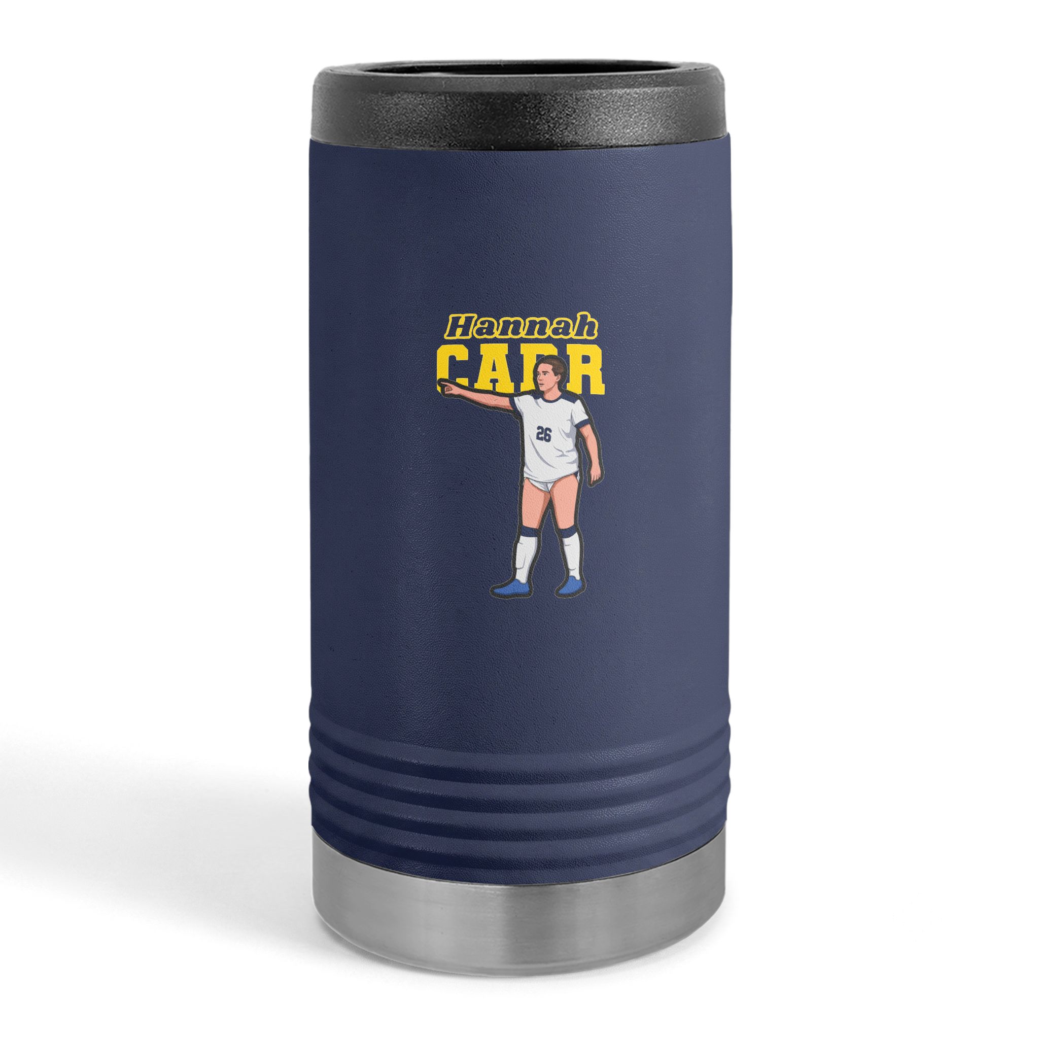 Slim Stainless Can Cooler — character_name_arch in Navy