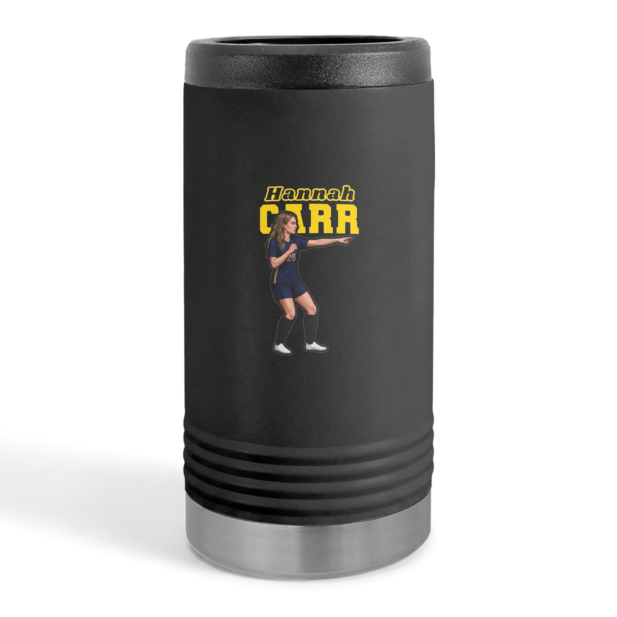 Slim Stainless Can Cooler — character_name_arch in Black