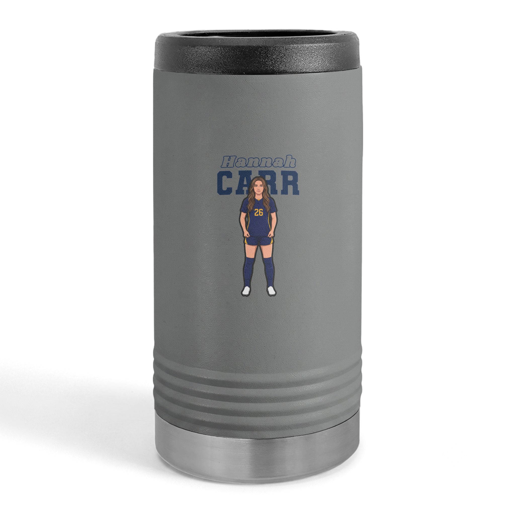 Slim Stainless Can Cooler — character_name_arch in Grey