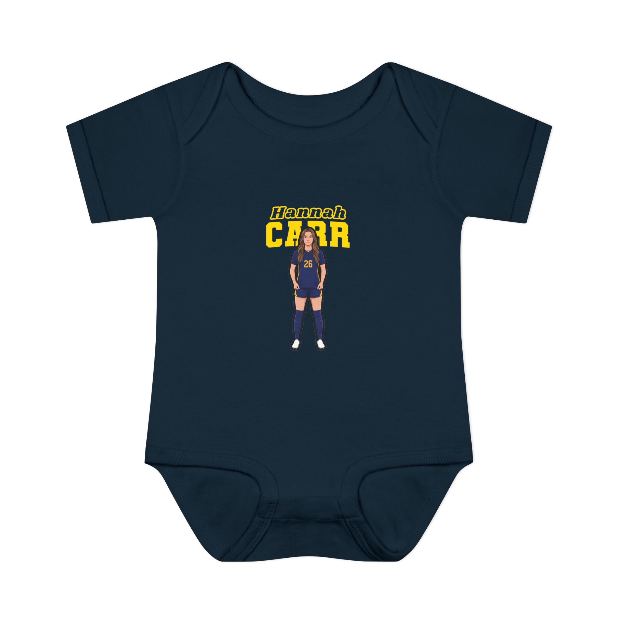 Baby Onesie — character_name_arch in Navy
