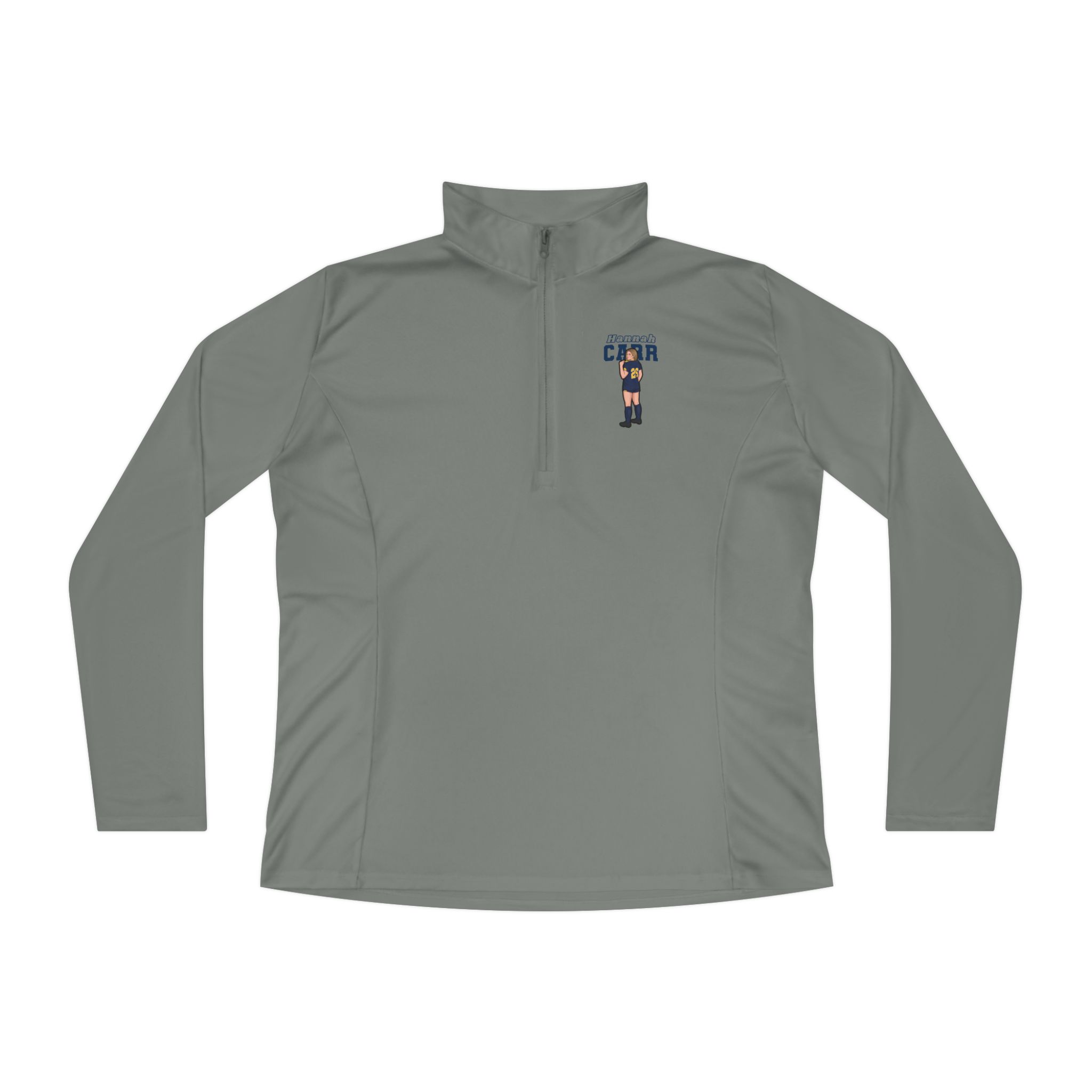Women's Q-Zip Pullover — character_name_arch in Grey