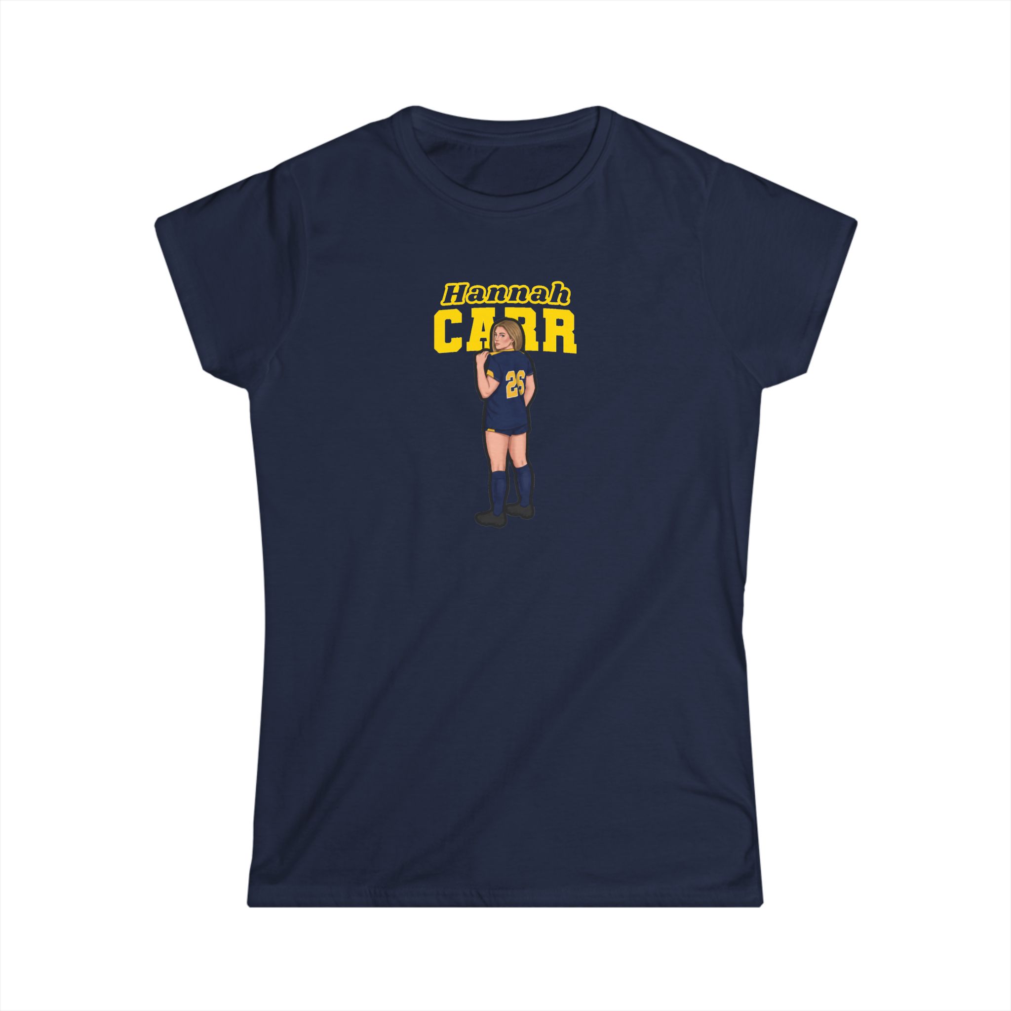 Women's Softstyle Tee — character_name_arch in Navy