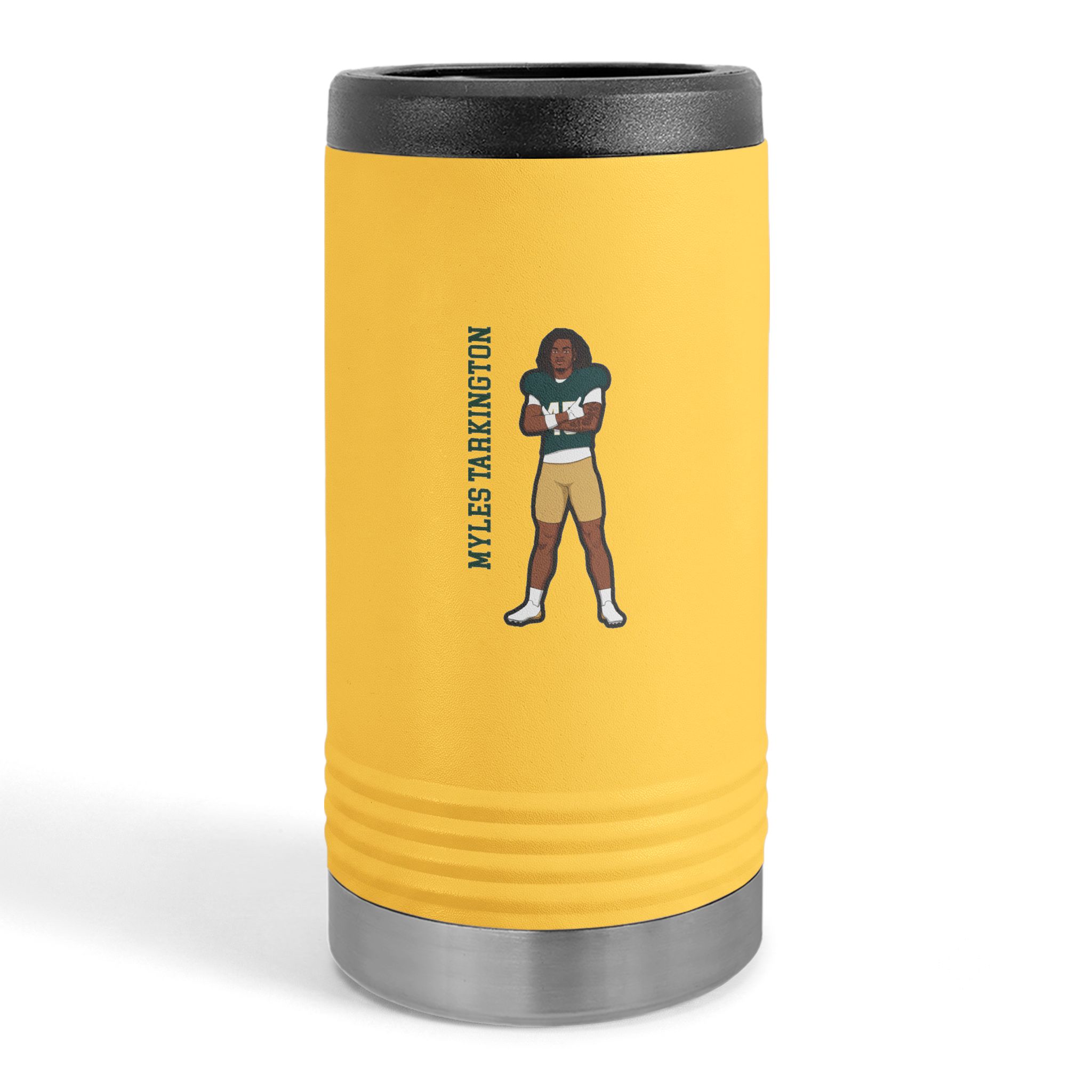 Slim Stainless Can Cooler — character_name_vertical in Yellow