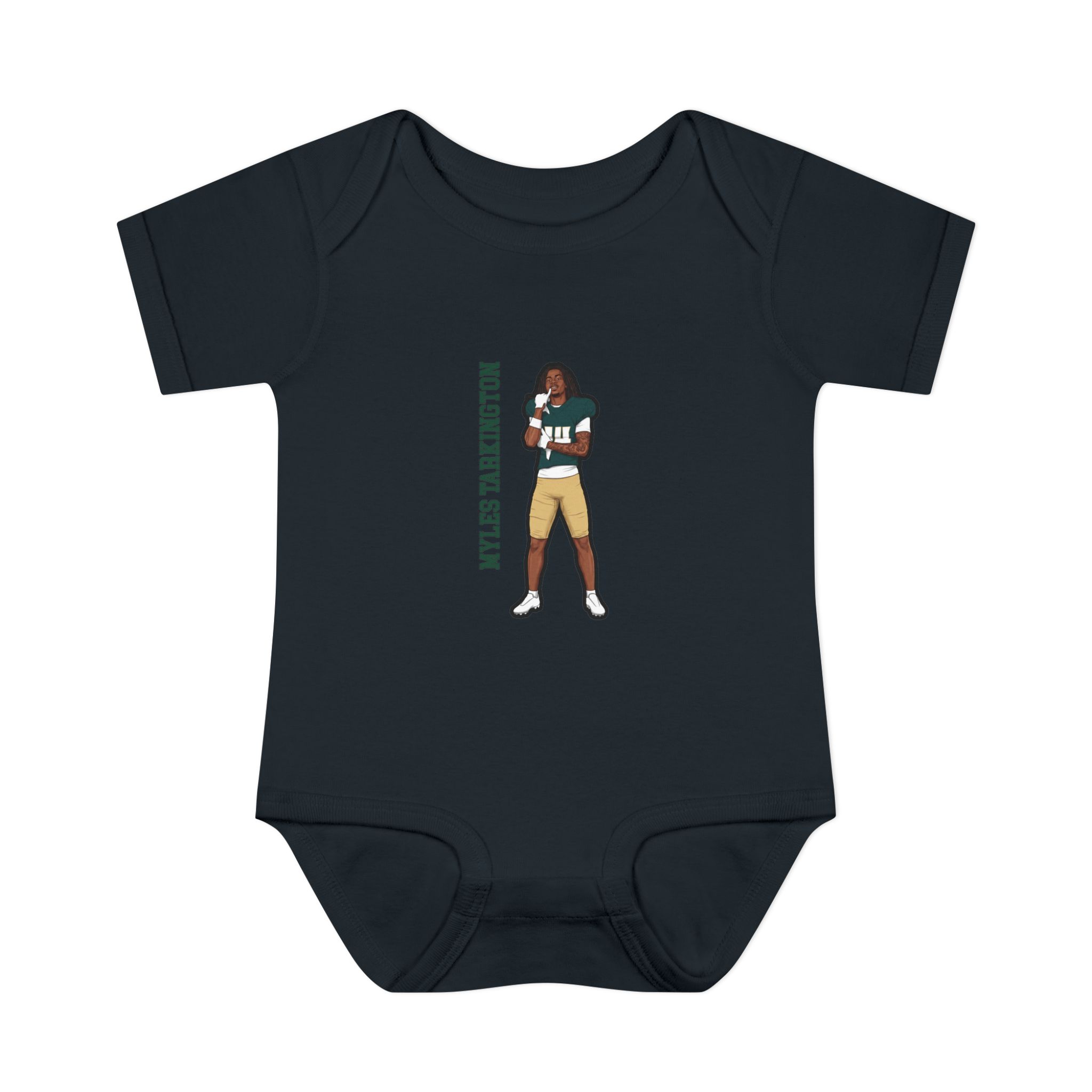 Baby Onesie — character_name_vertical in Black