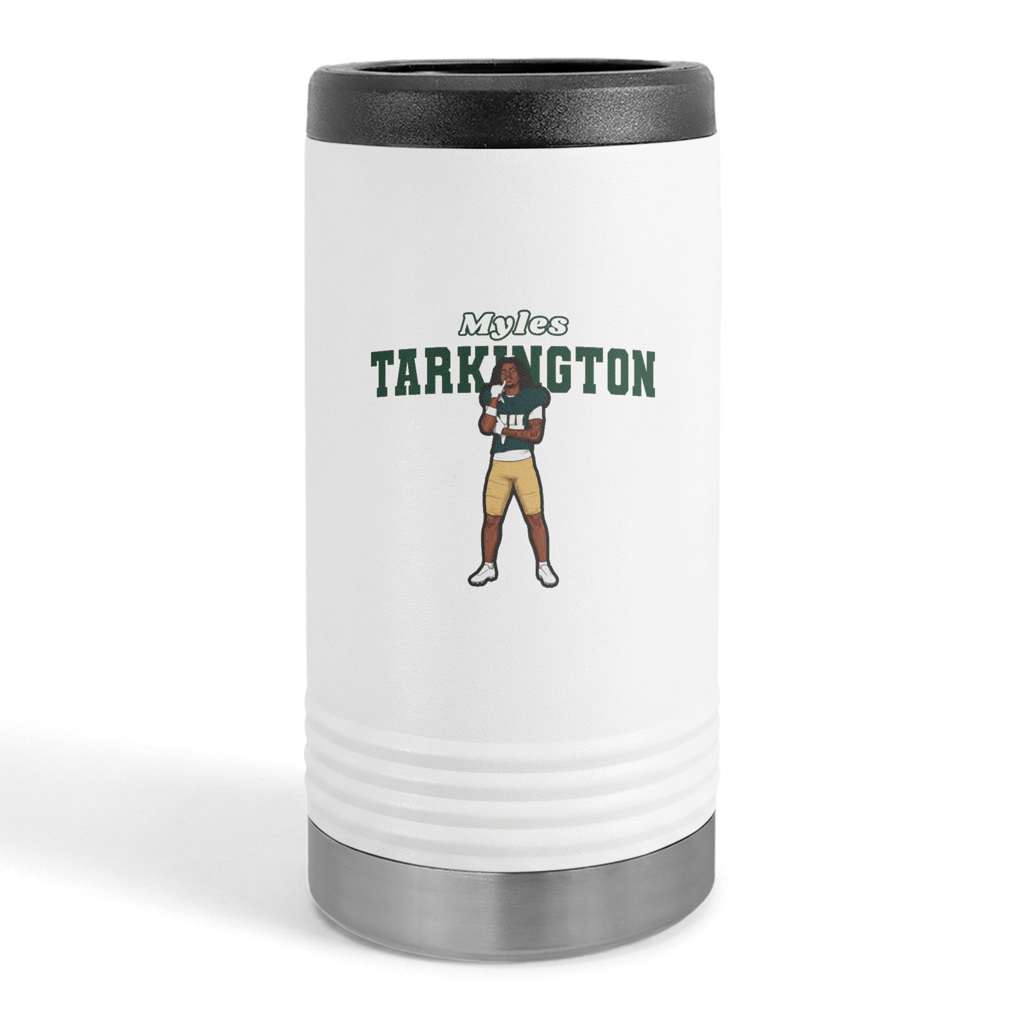 Slim Stainless Can Cooler — character_name_arch in White