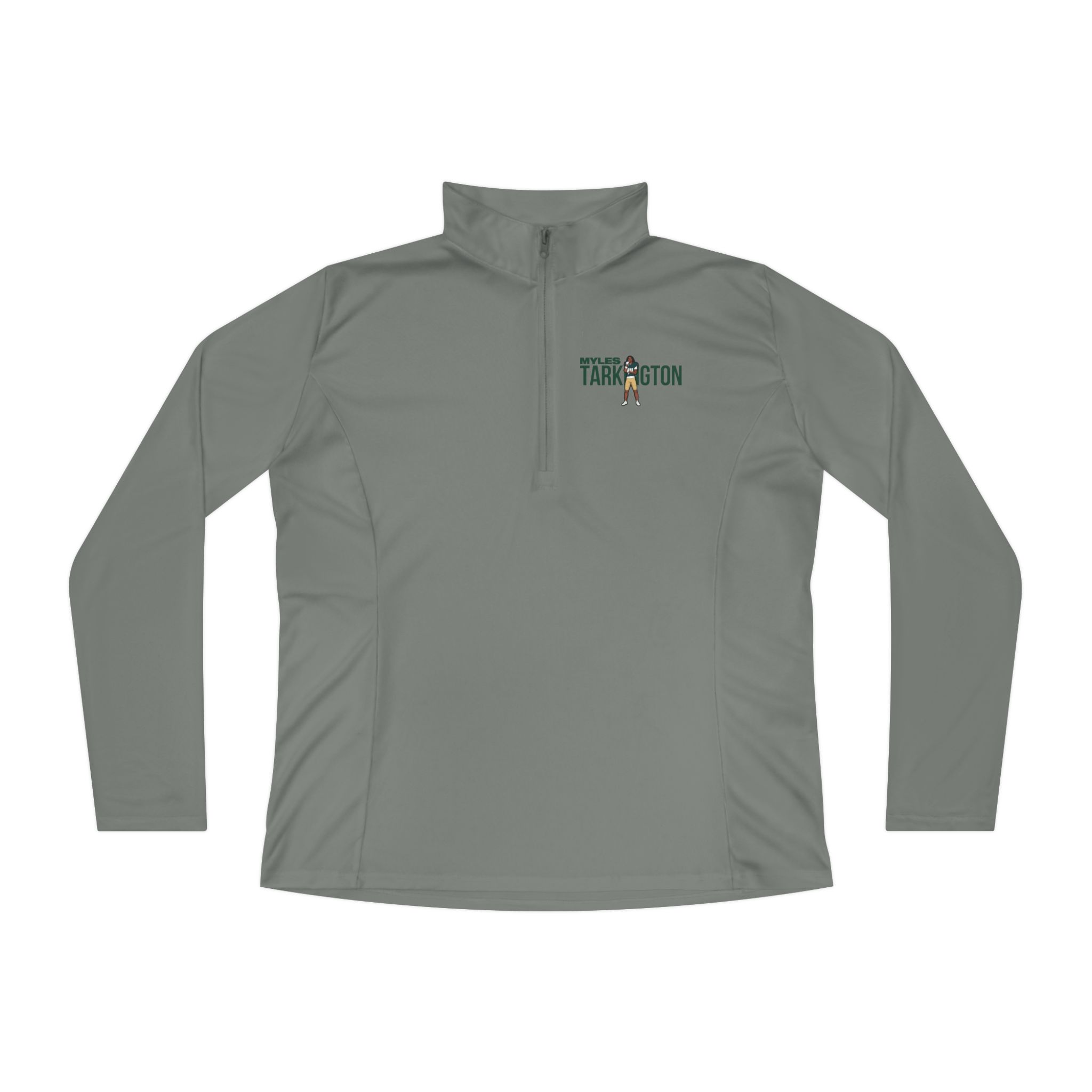 Women's Q-Zip Pullover — character_player_name in Grey