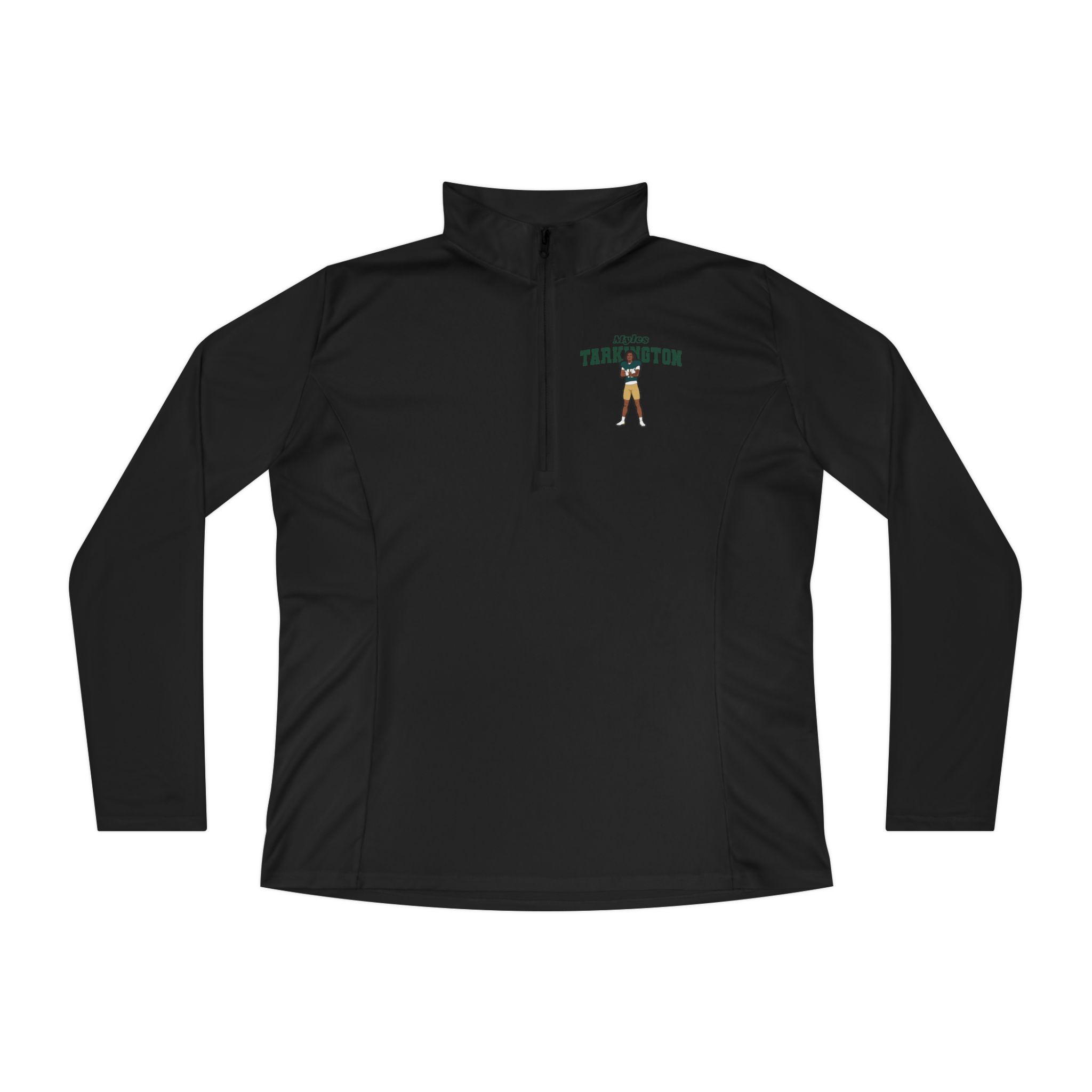 Women's Q-Zip Pullover — character_name_arch in Black