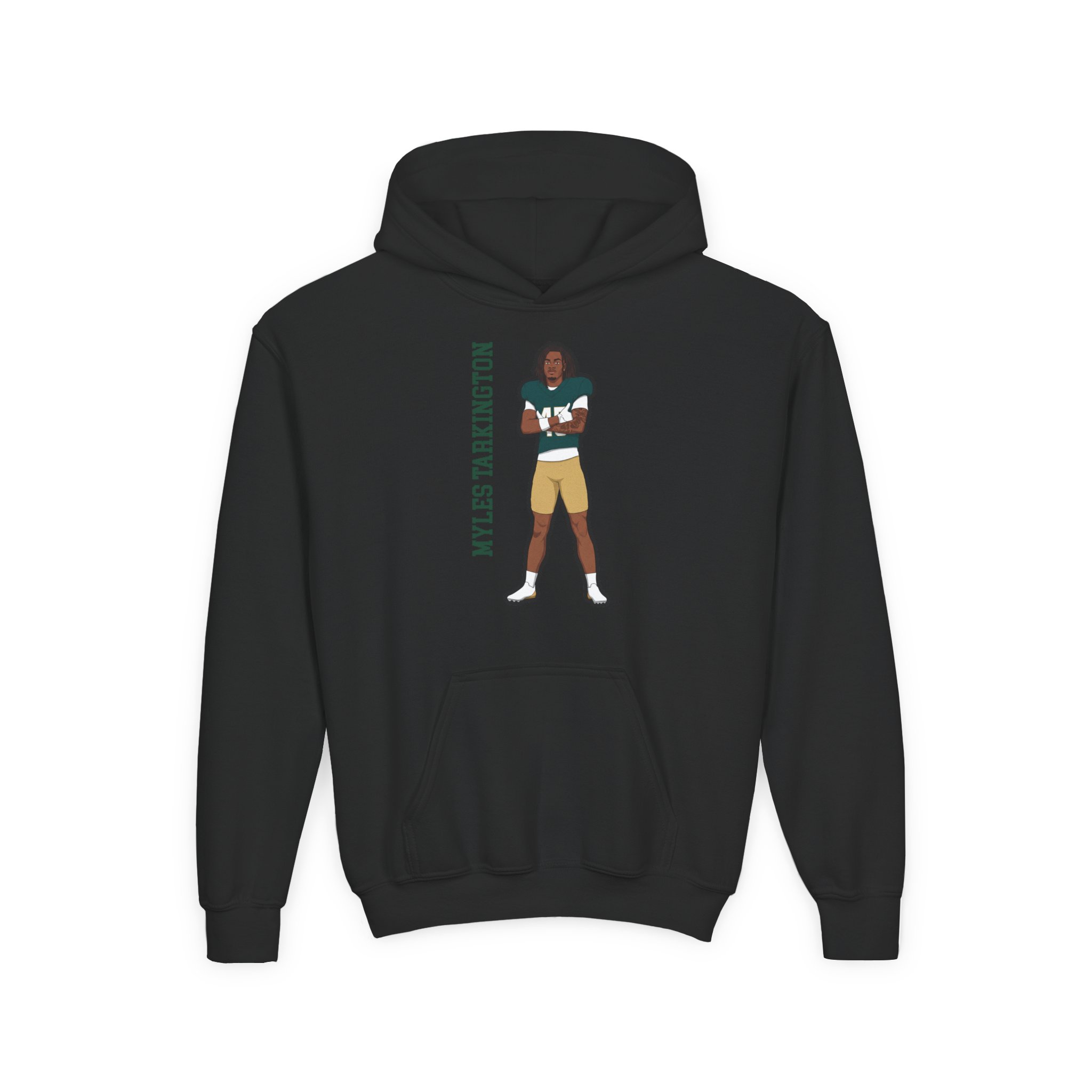 Youth Hoodie — character_name_vertical in Black