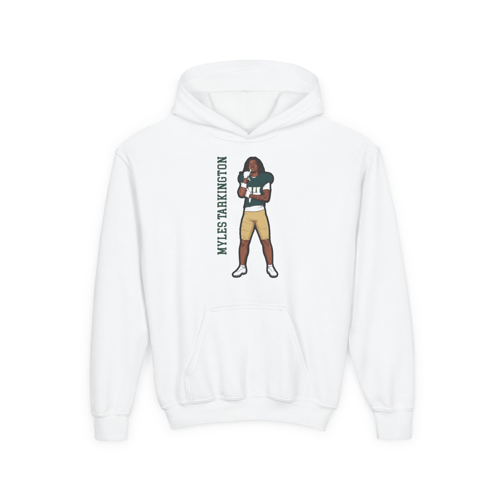Youth Hoodie — character_name_vertical in White