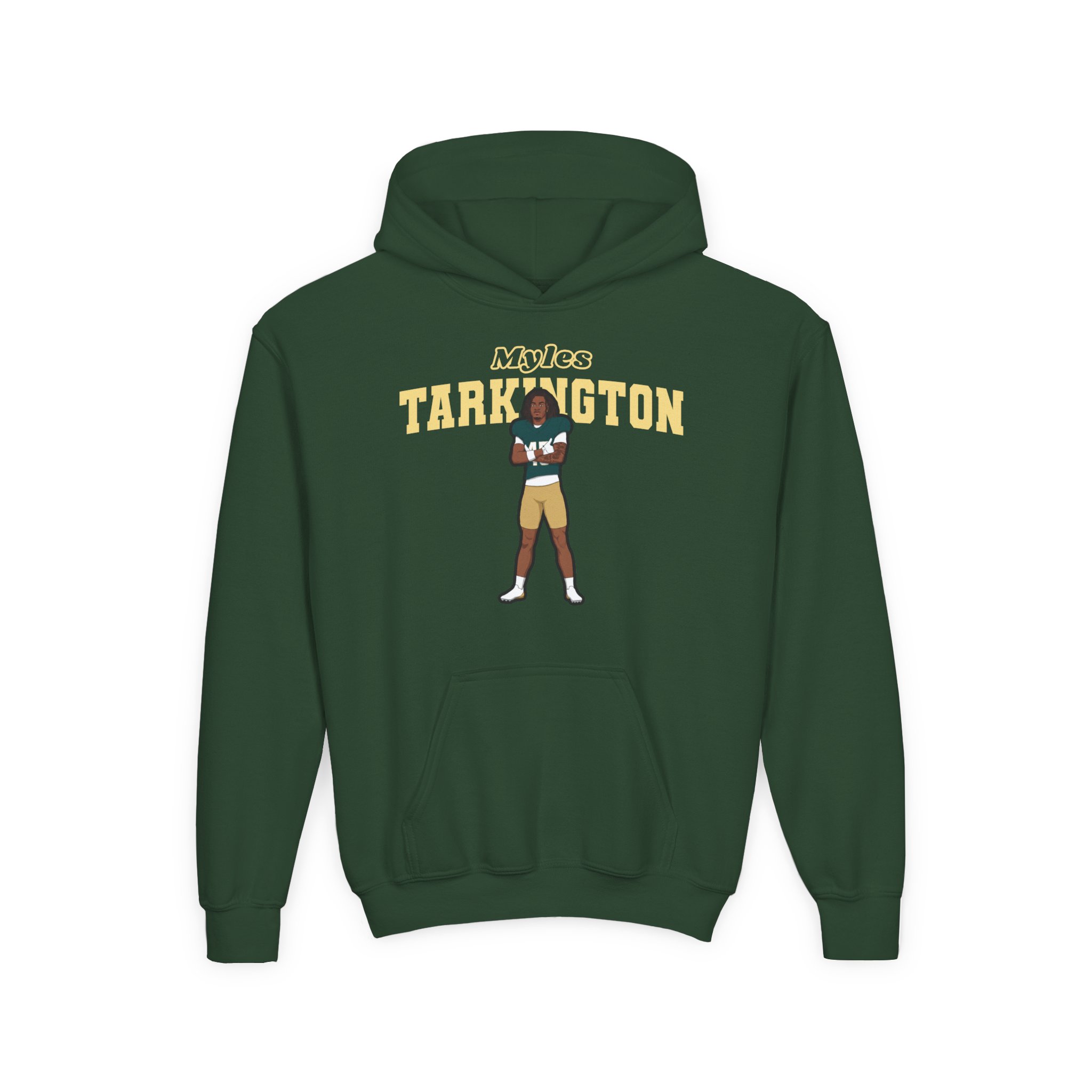 Youth Hoodie — character_name_arch in Green