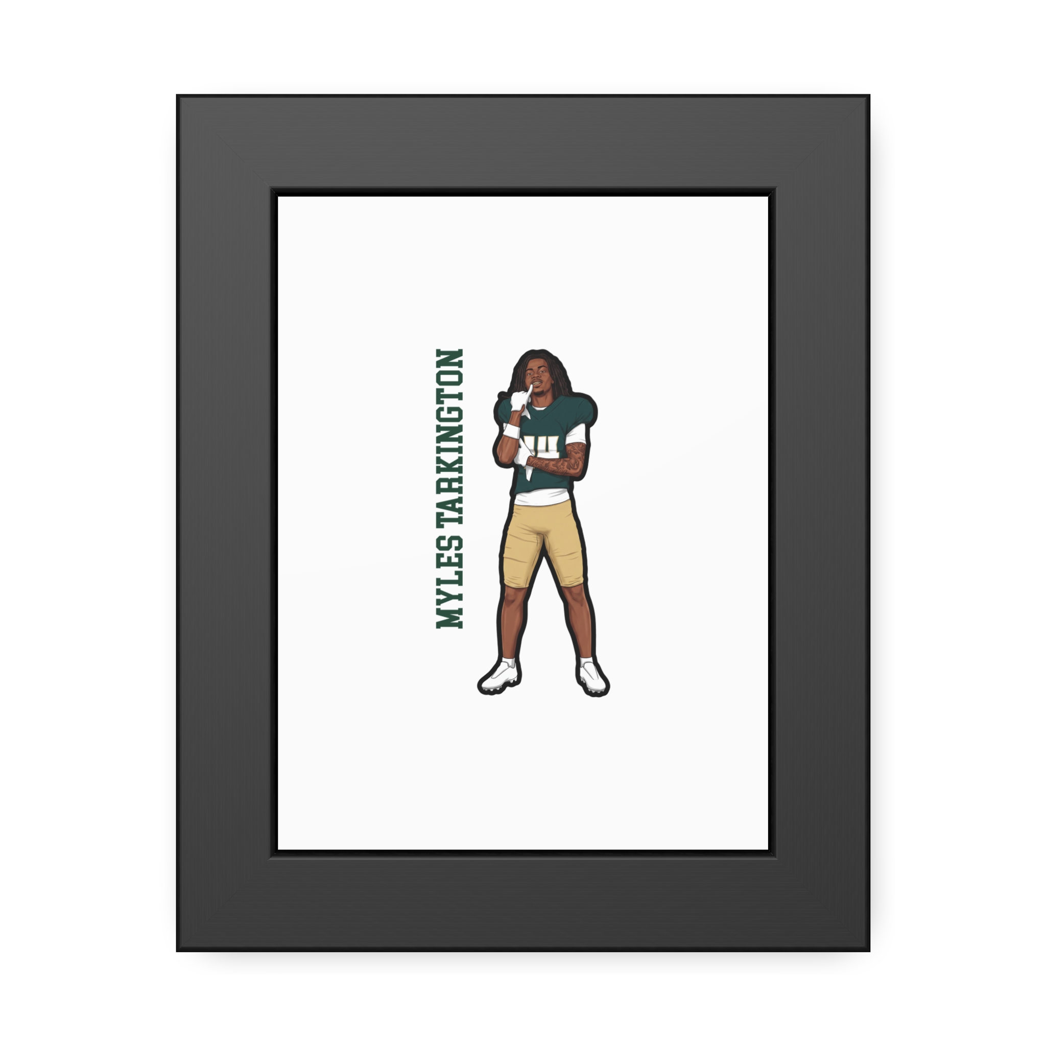 Framed Poster — character_name_vertical in Black