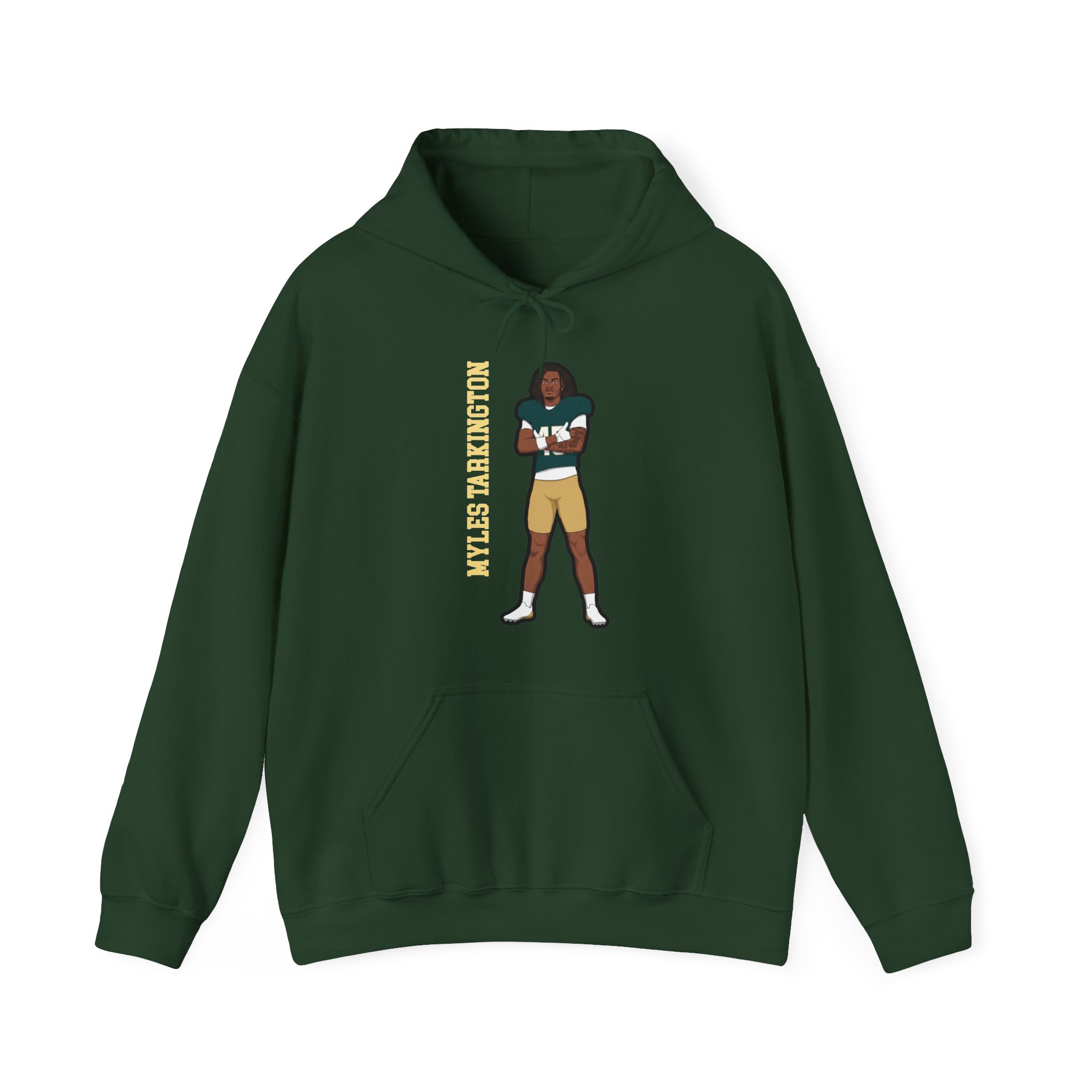 Hoodie — character_name_vertical in Green