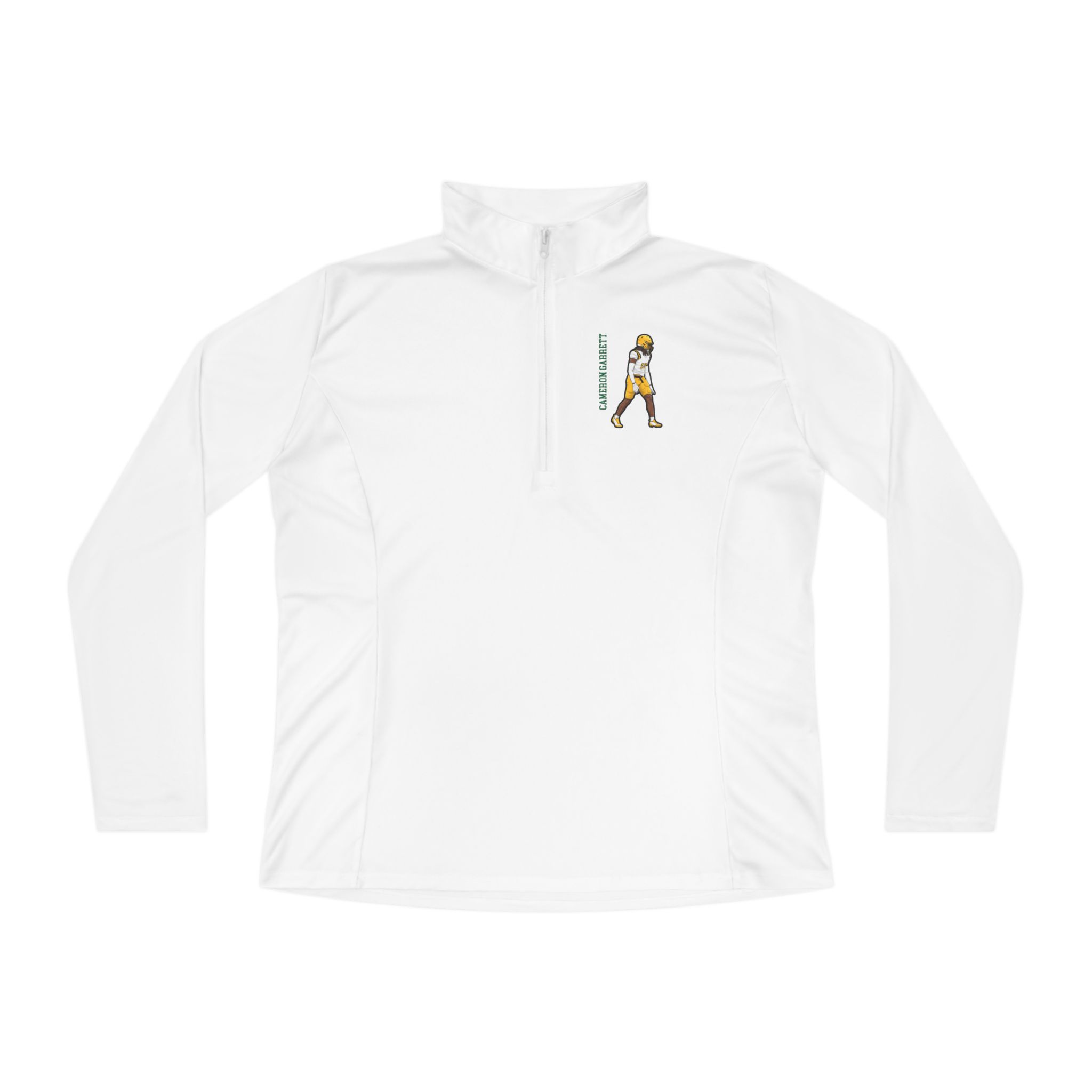 Women's Q-Zip Pullover — character_name_vertical in White