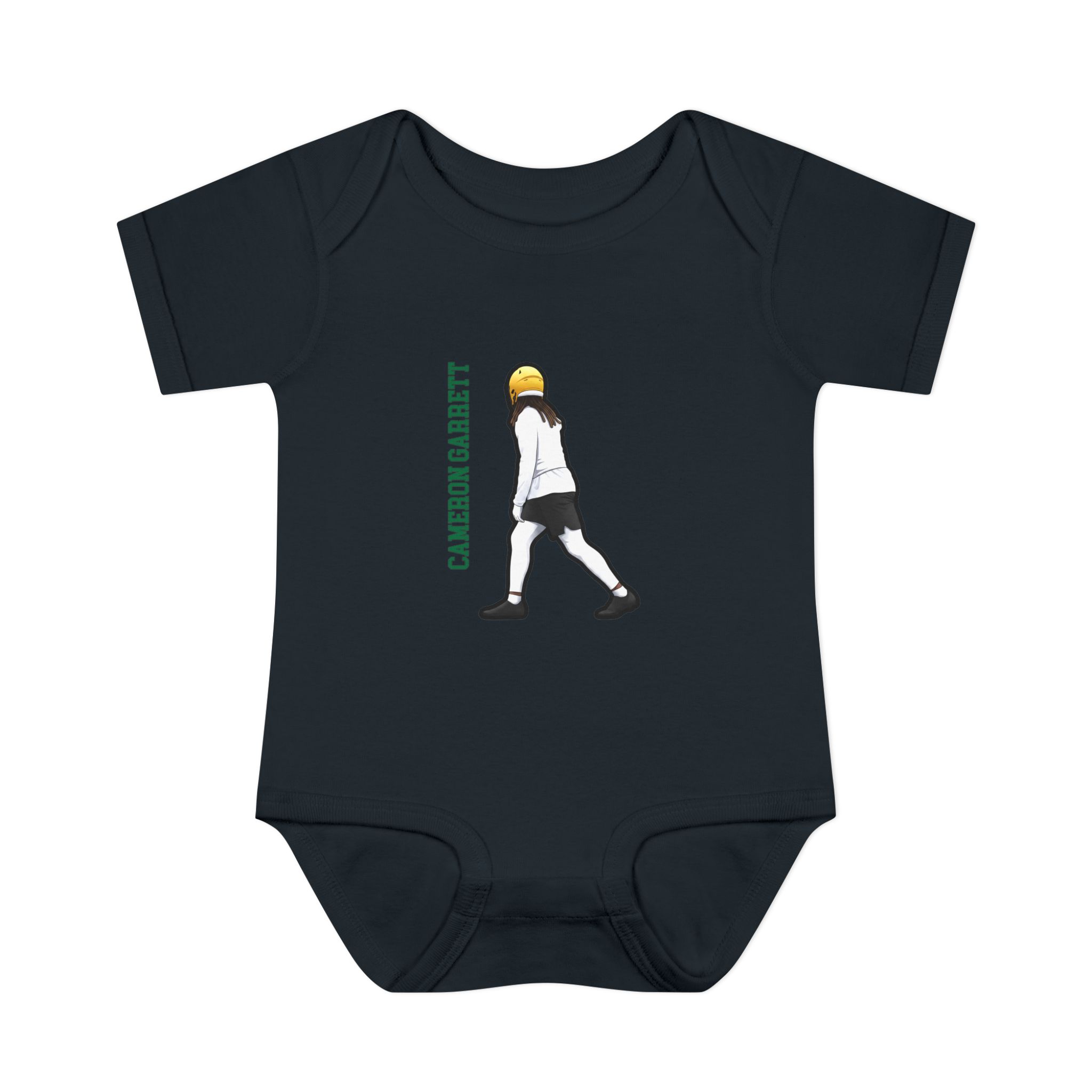 Baby Onesie — character_name_vertical in Black