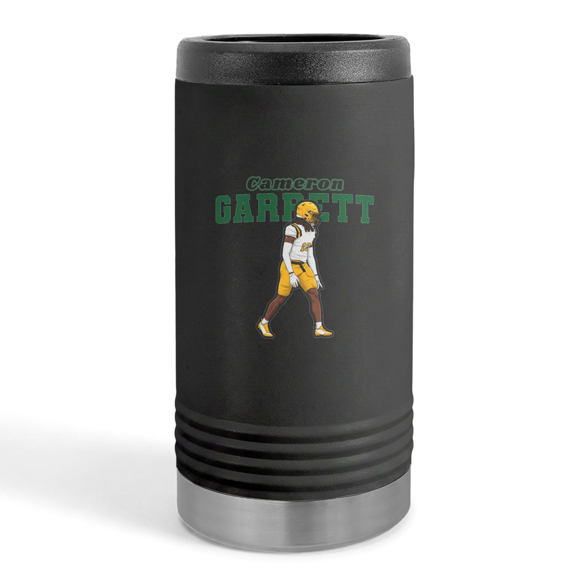 Slim Stainless Can Cooler — character_name_arch in Black