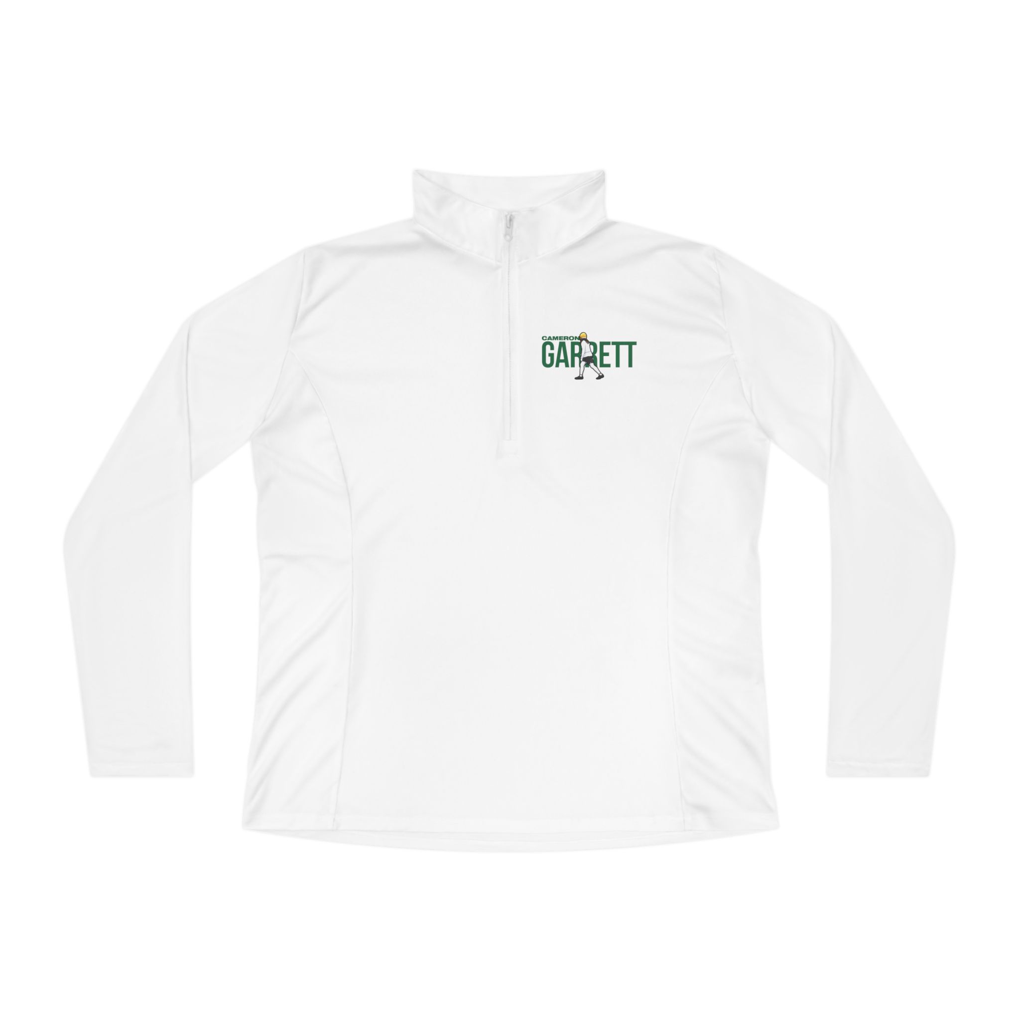 Women's Q-Zip Pullover — character_player_name in White