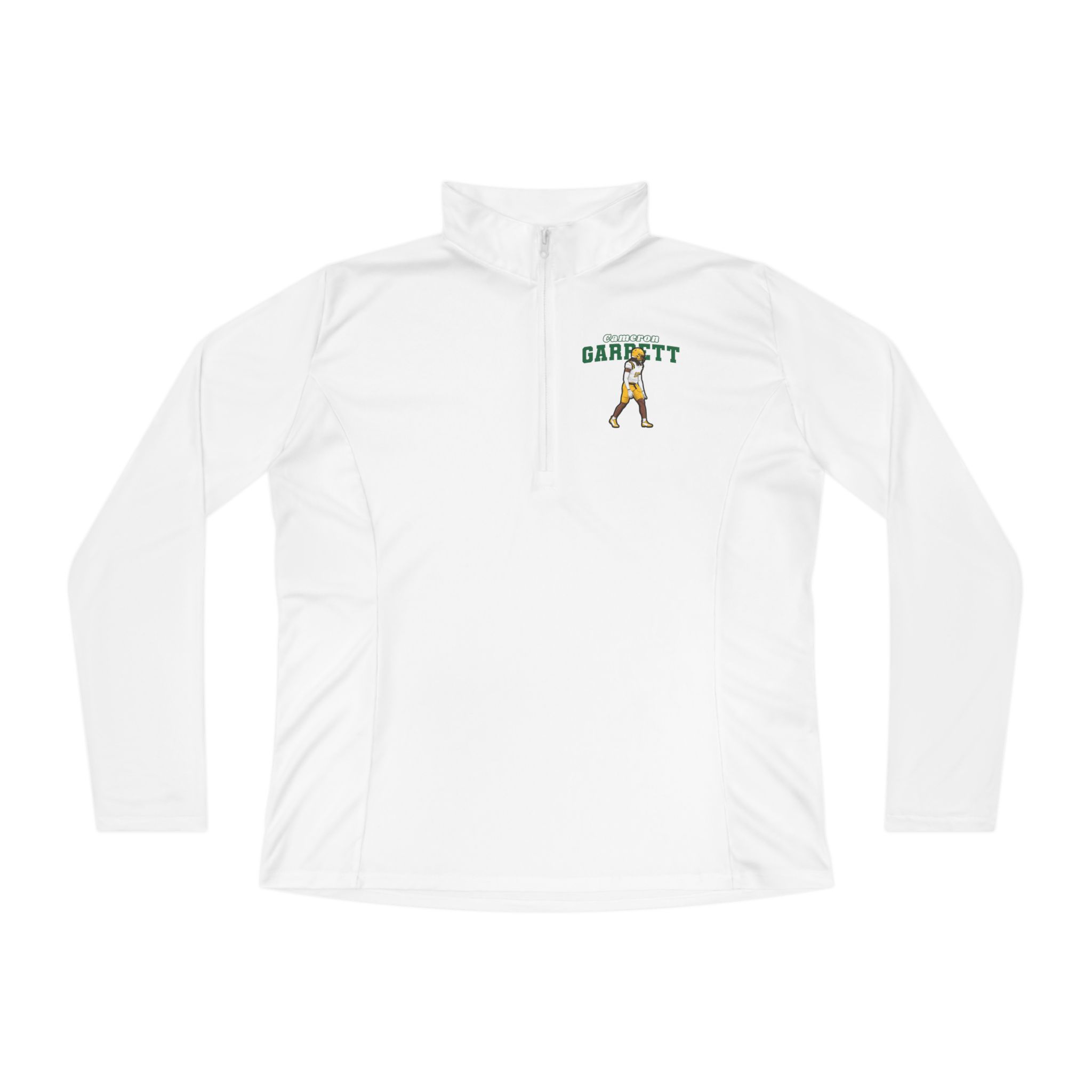 Women's Q-Zip Pullover — character_name_arch in White