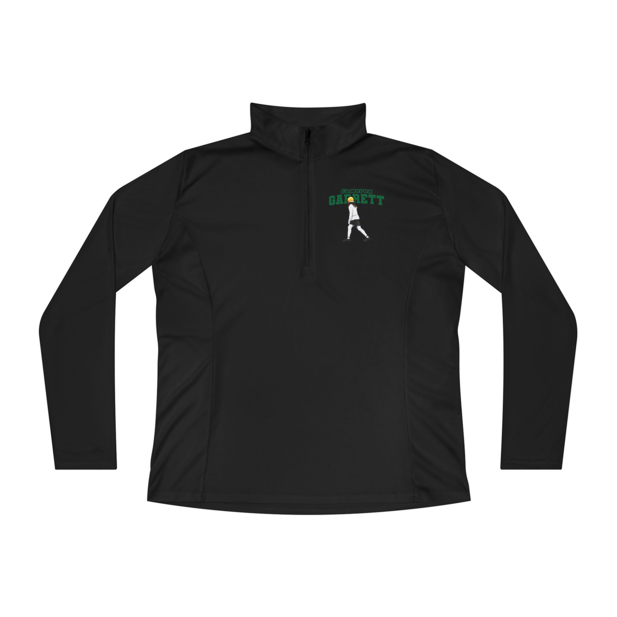 Women's Q-Zip Pullover — character_name_arch in Black