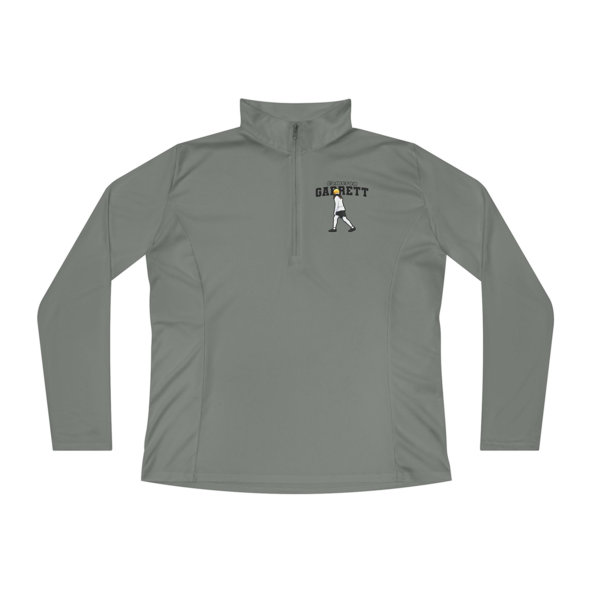 Women's Q-Zip Pullover — character_name_arch in Grey