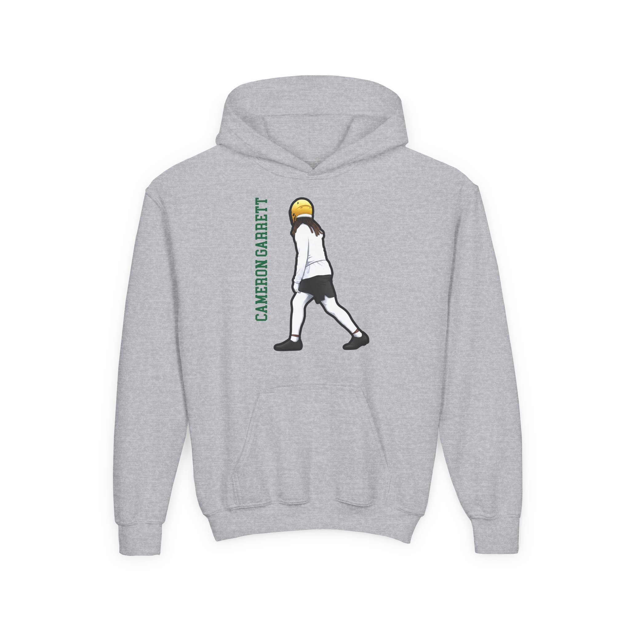 Youth Hoodie — character_name_vertical in Grey
