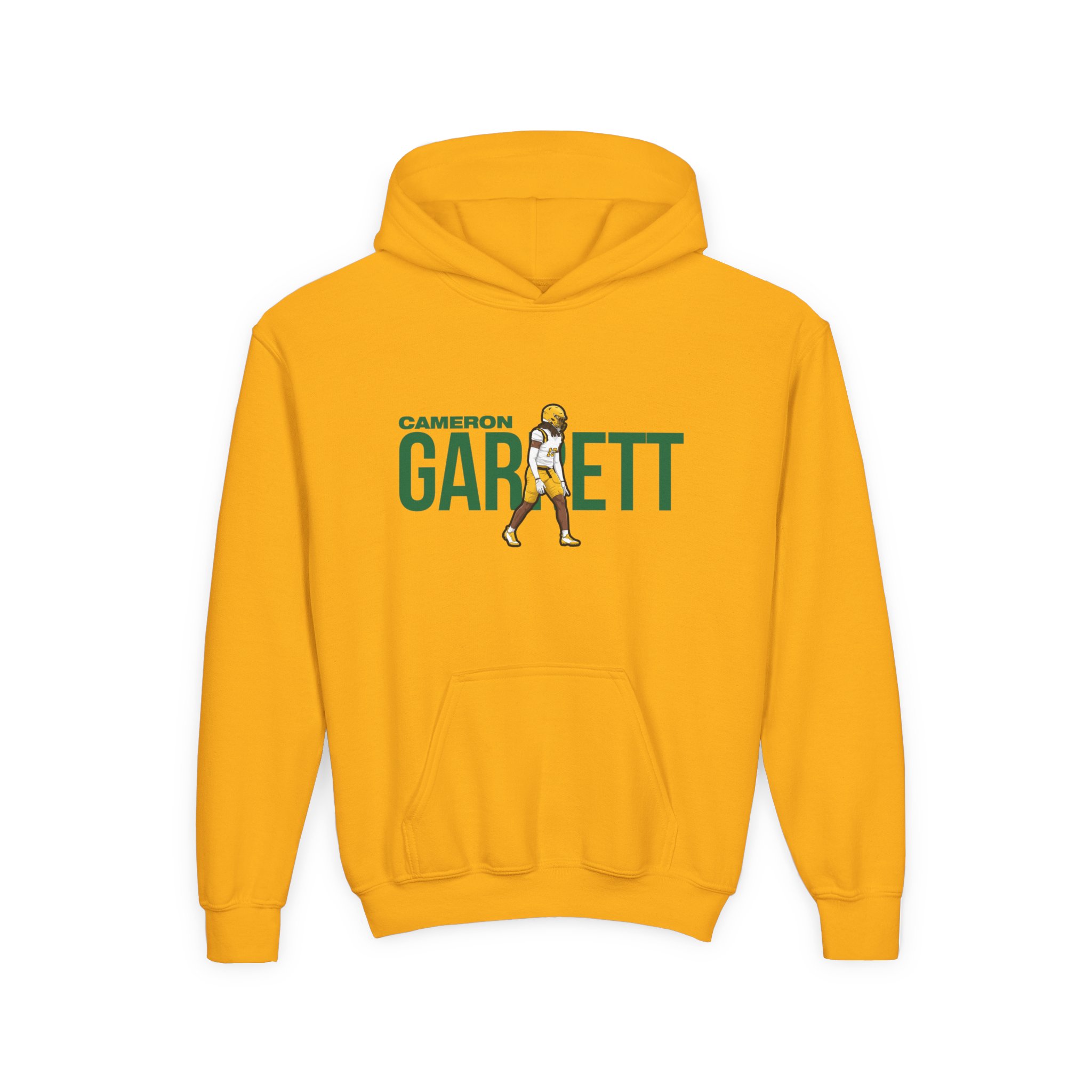 Youth Hoodie — character_player_name in Gold