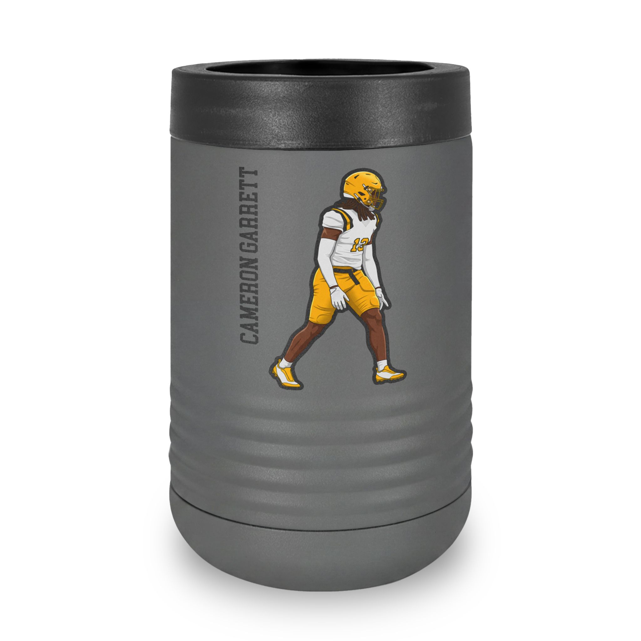 Stainless Can Cooler — character_name_vertical in Grey