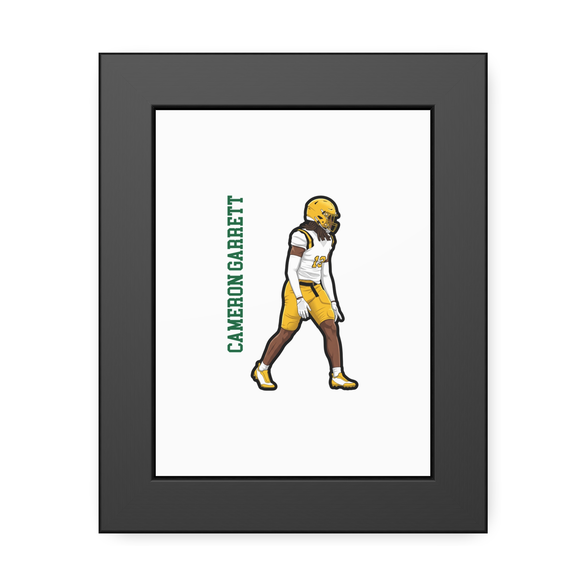 Framed Poster — character_name_vertical in Black