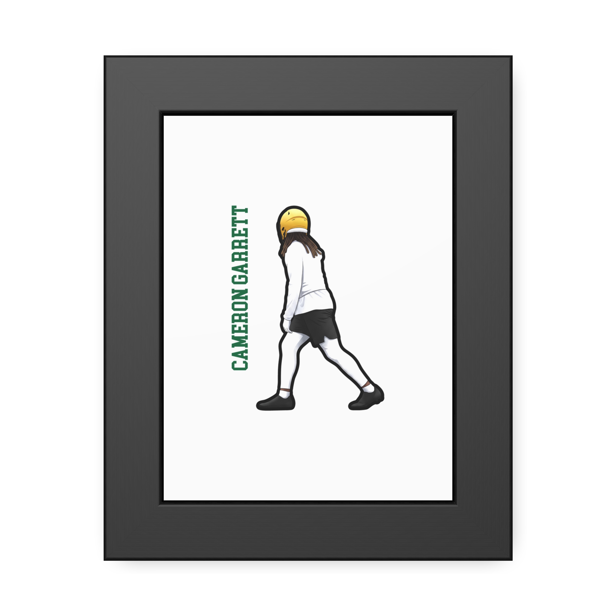 Framed Poster — character_name_vertical in Black