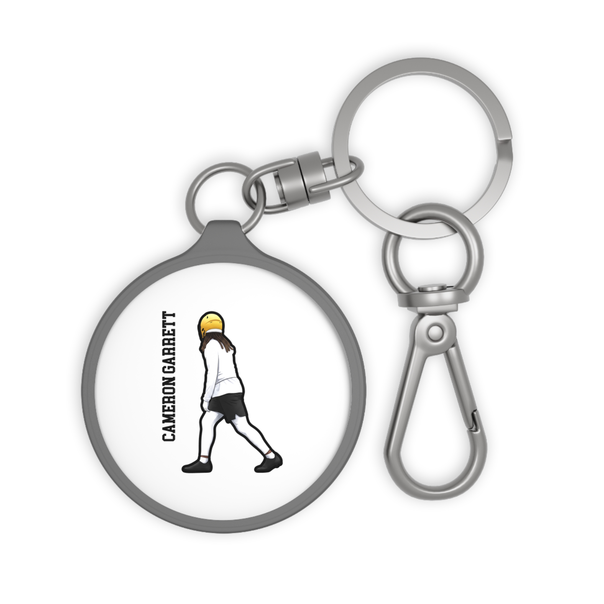Keychain — character_name_vertical in Grey