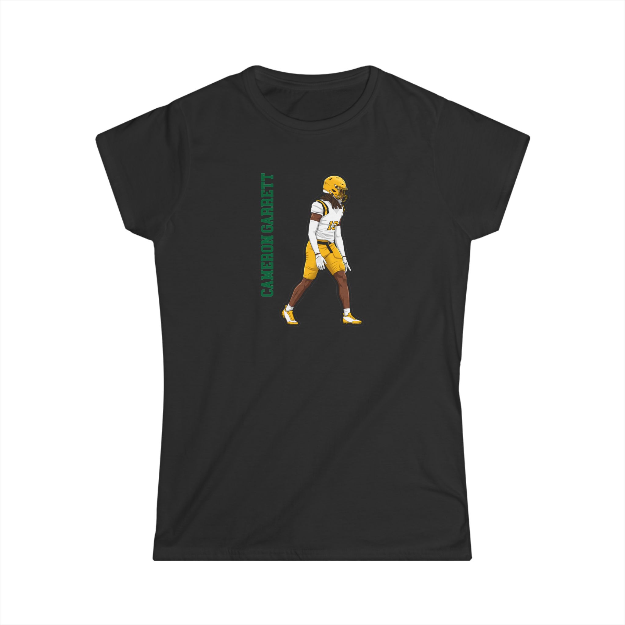 Women's Softstyle Tee — character_name_vertical in Black