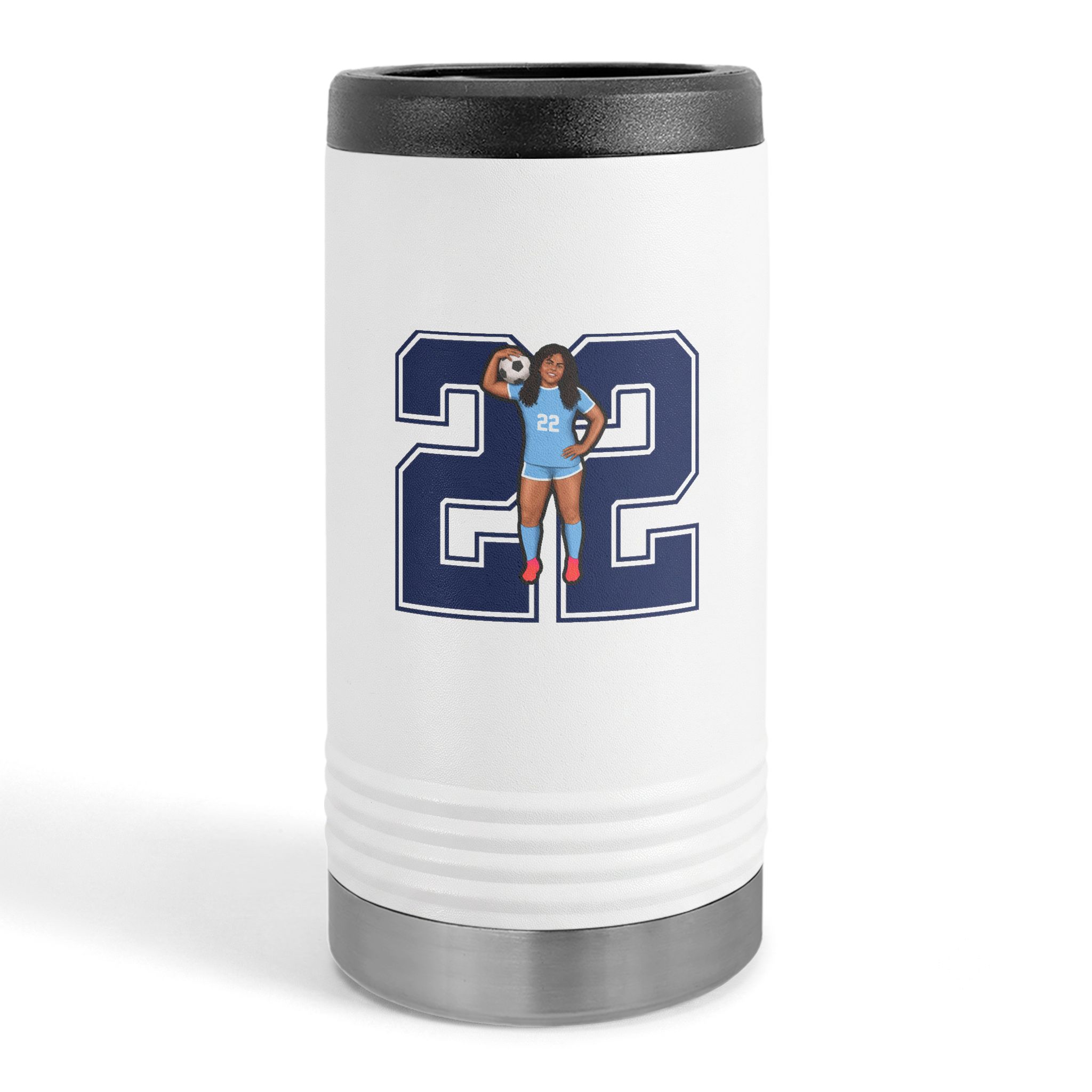 Slim Stainless Can Cooler — character_number in White