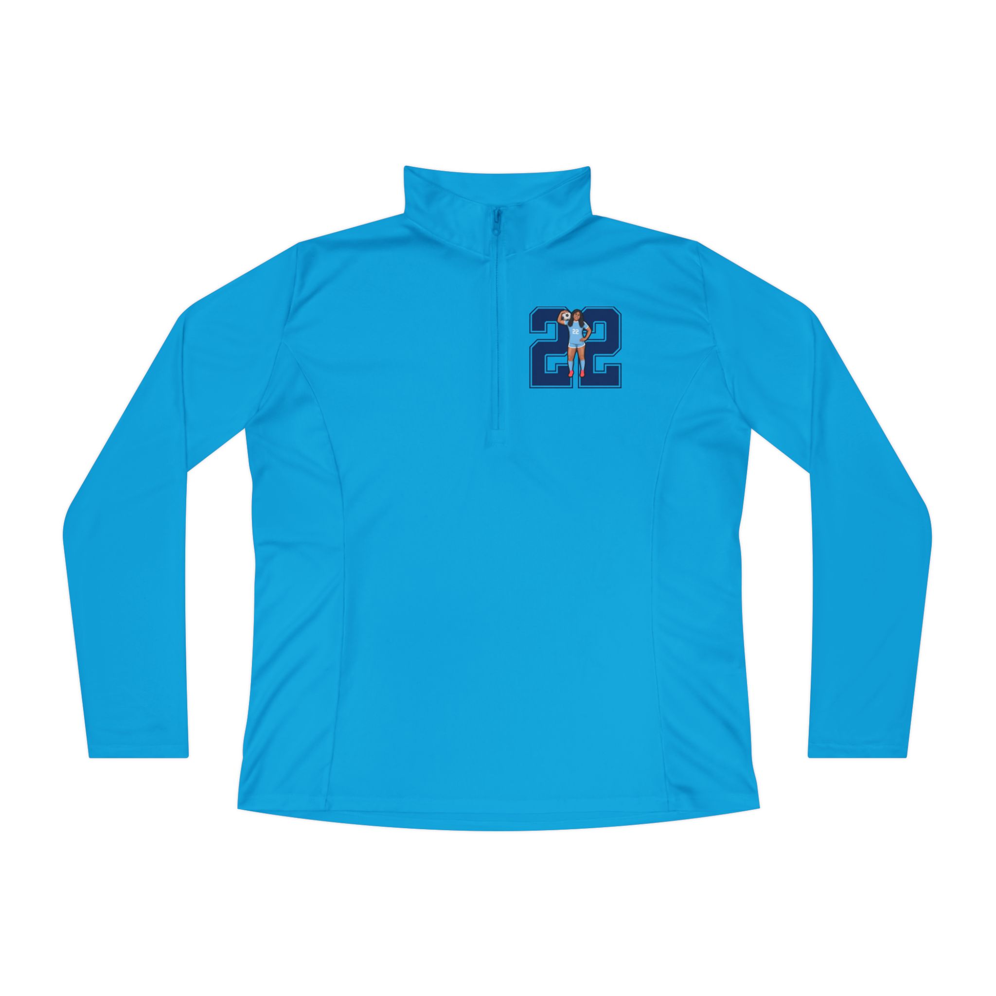 Women's Q-Zip Pullover — character_number in Blue
