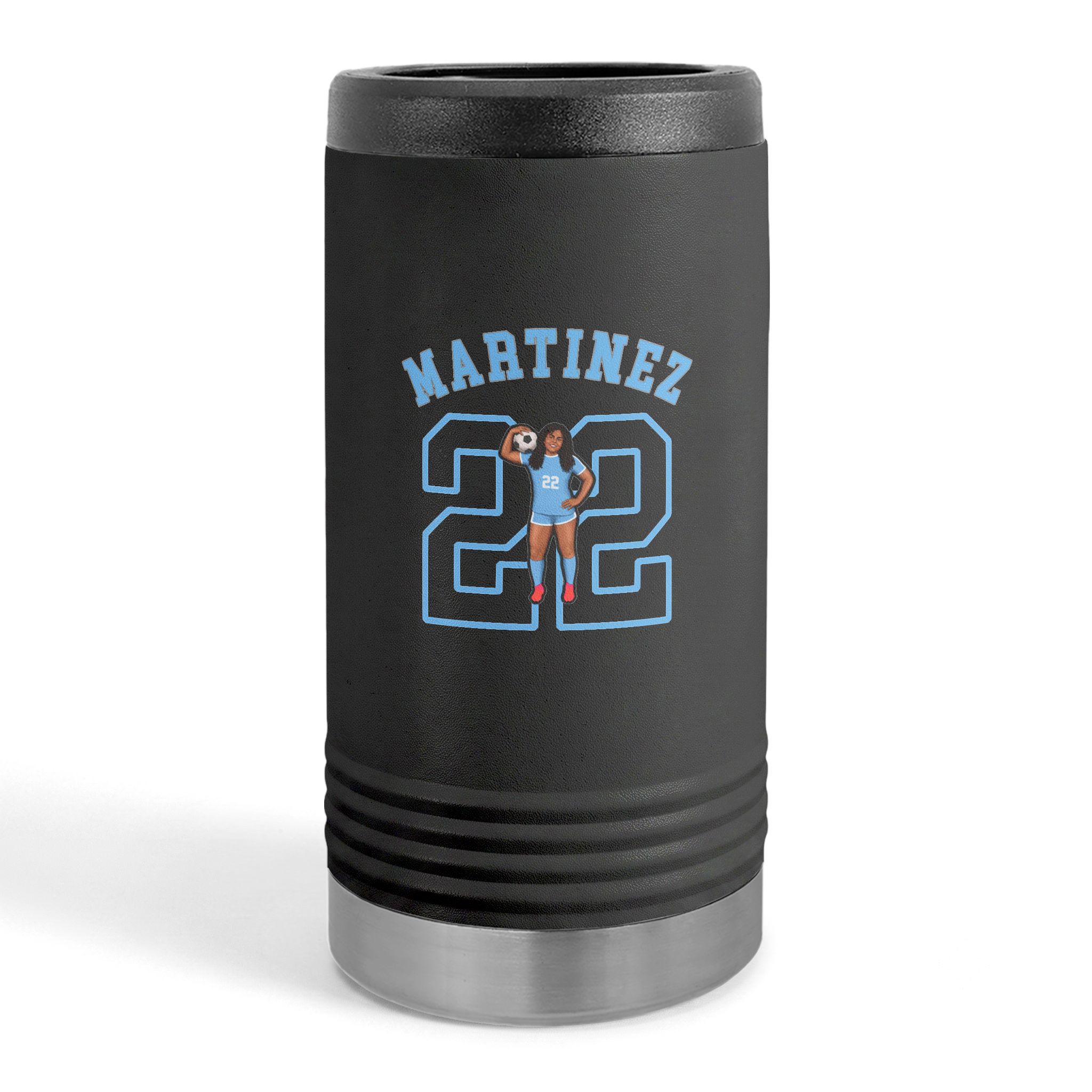 Slim Stainless Can Cooler — character_shirsey_arch in Black