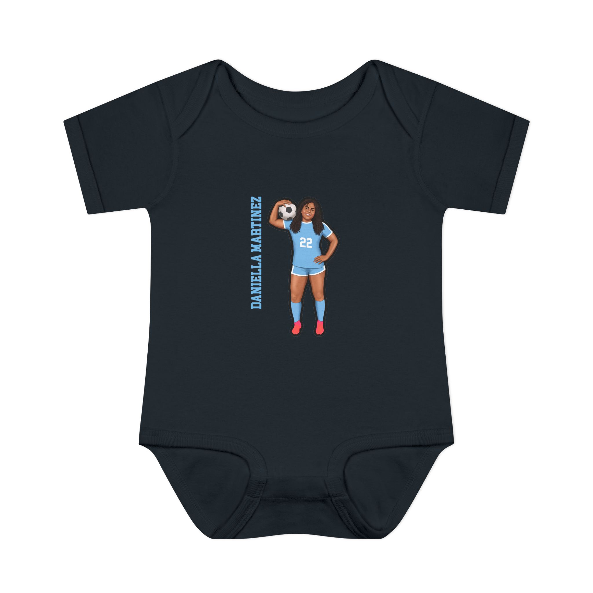 Baby Onesie — character_name_vertical in Black