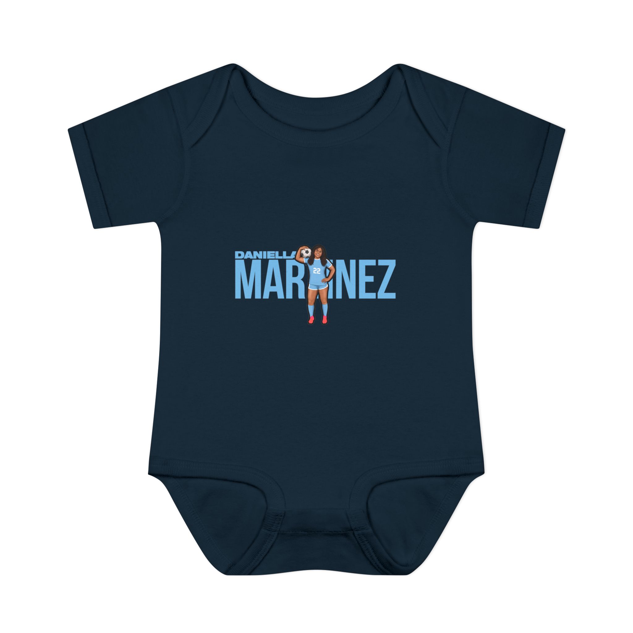 Baby Onesie — character_player_name in Navy